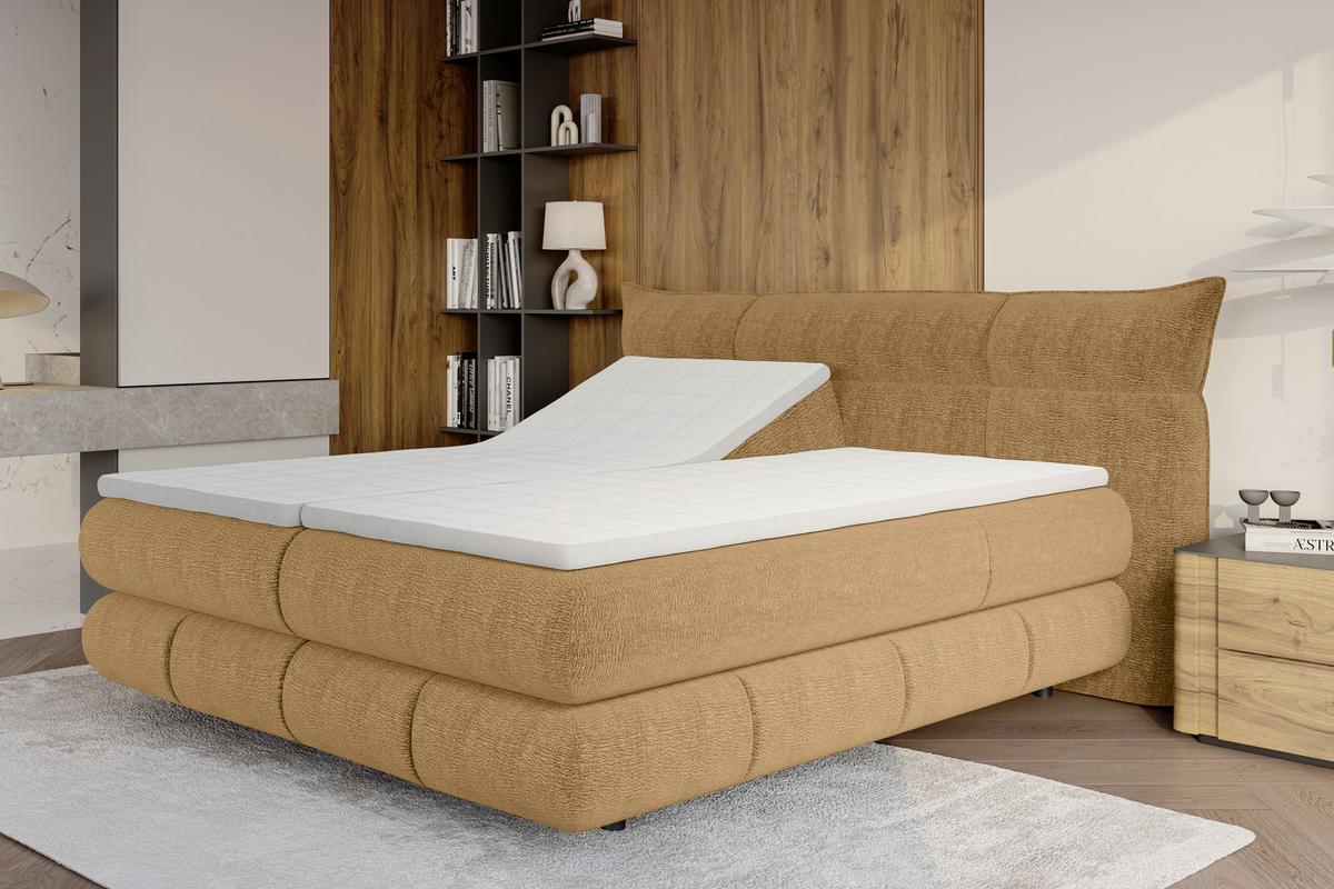 Boxspringbett Auris - Senfgelb/Schwarz, Konventionell, Kunststoff/Textil (140/200cm) - Sembella