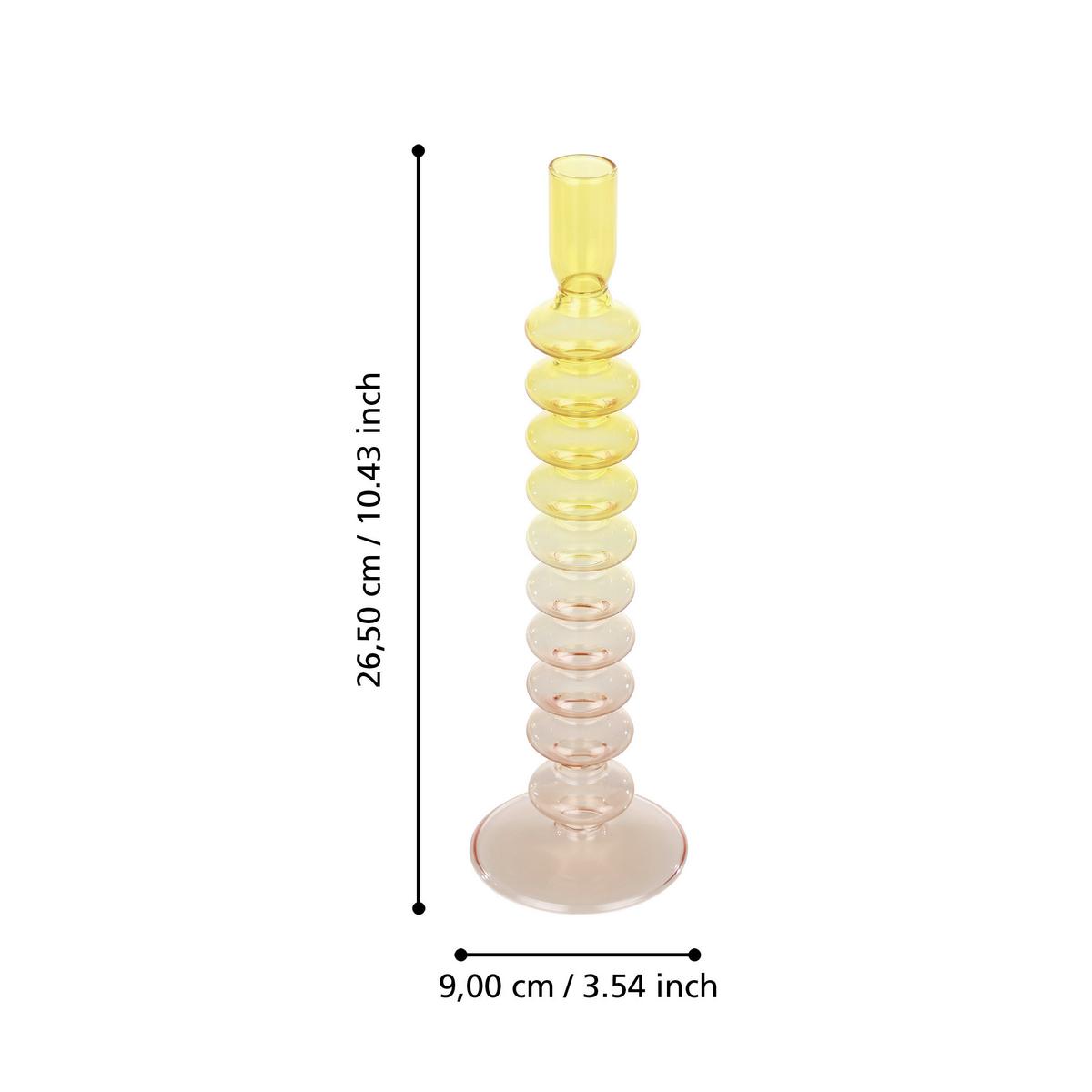 Stabkerzenhalter Molume Gelb/Pink - Pink/Gelb, LIFESTYLE, Glas (9/29,5cm)