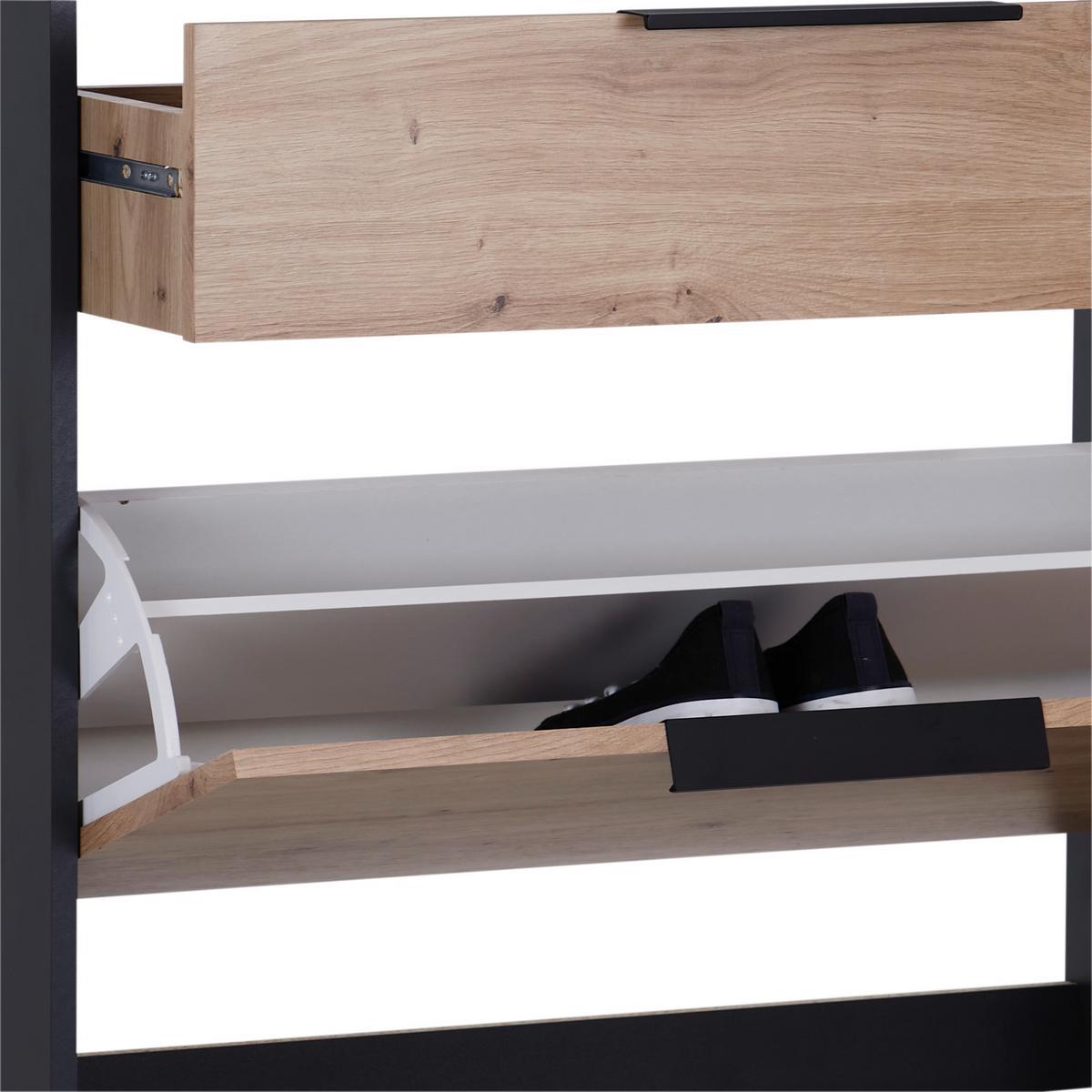 Omara Z Loputami Za Čevlje Anna 02, Antracit, Hrast - črna/barve hrasta, Moderno, kovina/leseni material (79/103,4/25cm) - Mömax