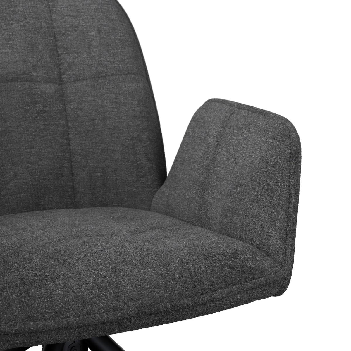 Naslanjač Fria, Temno Siva, Vrtljiv - temno siva/črna, Konvencionalno, kovina/tekstil (59/86/62cm)