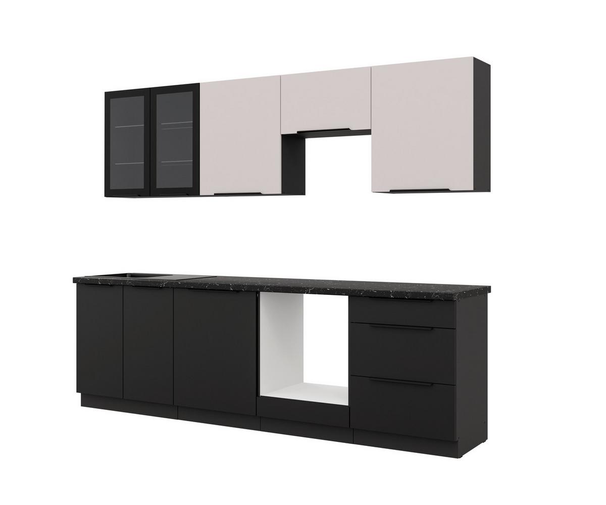 Blok Kuhinja Siena/arona - kašmir/crna, Moderno, staklo/drvni materijal (260/210/60cm) - Modern Living