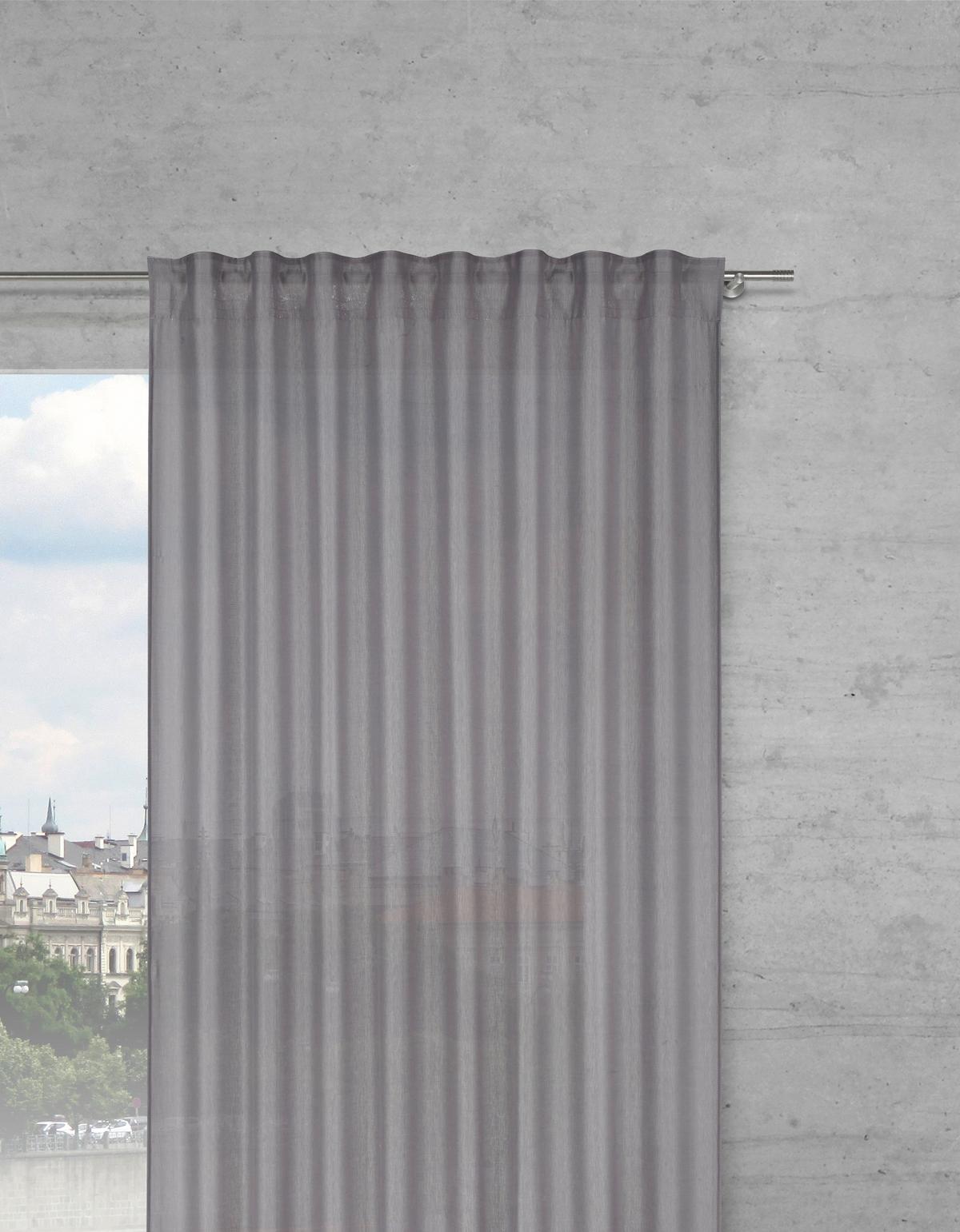 Készfüggöny Elisa 135/255cm - szürke, Konventionell, textil (135/255cm) - Premium Living