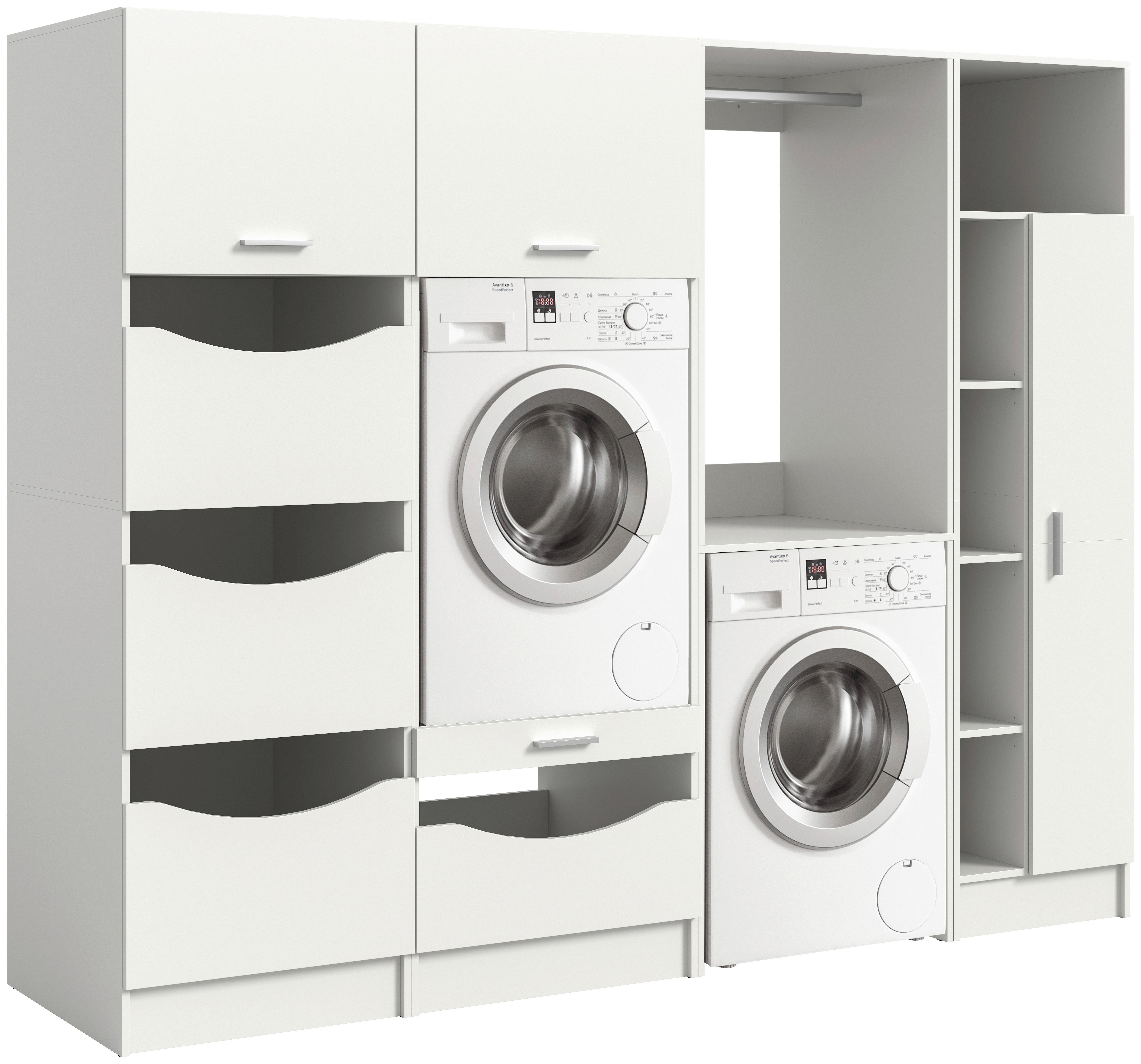 Regal Za Pralnico Free, Bela - bela, Basics, leseni material (242/195/68cm) - MID.YOU