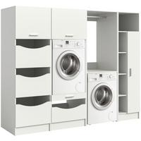 Regal Za Pralnico Free, Bela - bela, Basics, leseni material (242/195/68cm) - MID.YOU