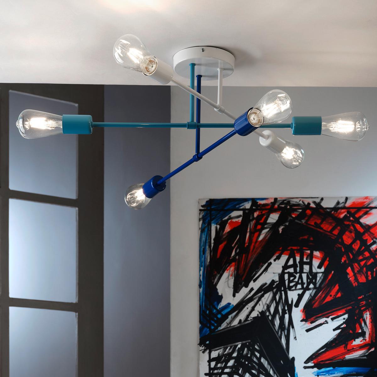 Kinderdeckenleuchte Stick Blu Blau/Weiß max. 22 Watt - Blau/Weiß, Basics, Metall (82/55/25cm)