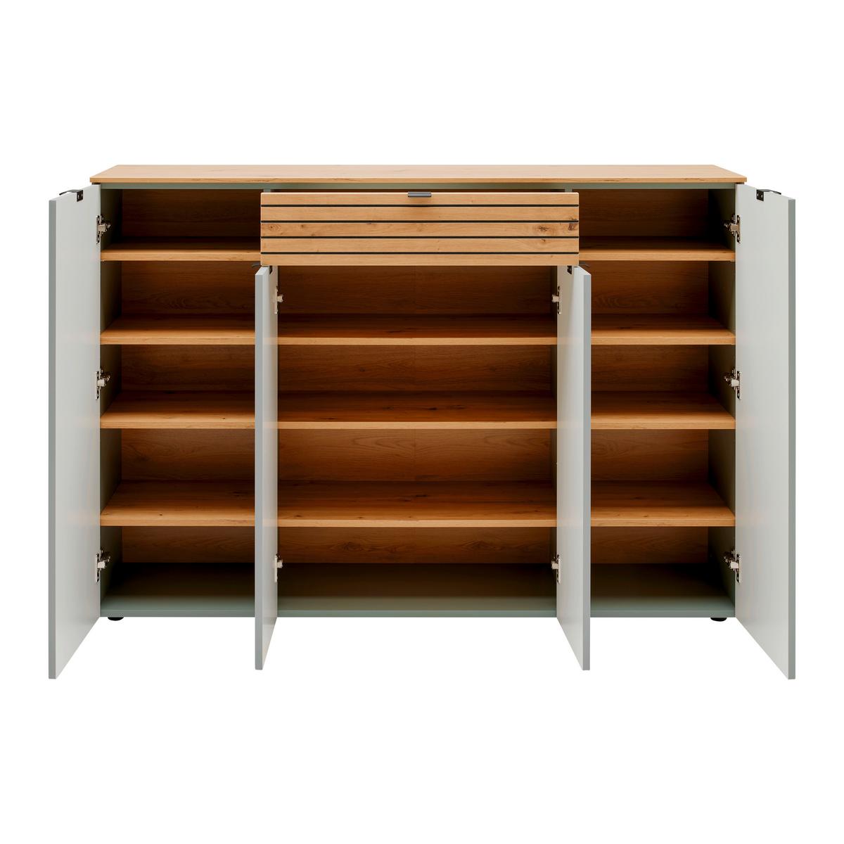 Sideboard Bahia-M Grün/Eiche Artisan - Schwarz/Eiche Artisan, MODERN, Holzwerkstoff (150/101/41cm) - Mömax