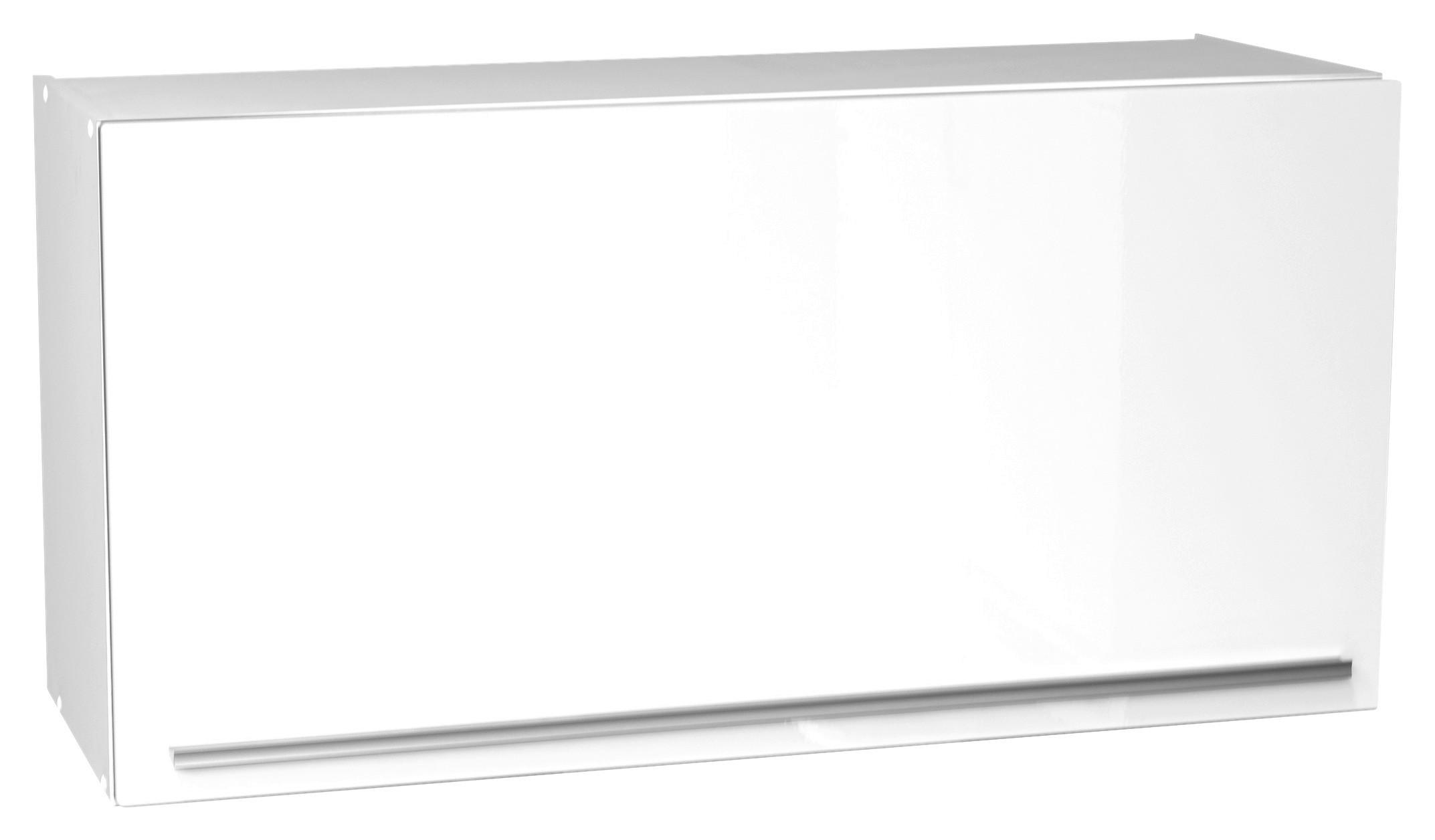 SZAFKA KUCHENNA GÓRNA JAZZ - biały wysoki połysk/kolor srebrny, Basics, materiał drewnopochodny/tworzywo sztuczne (100/50/34,6cm) - MID.YOU