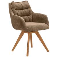 KRZESŁO Z PODŁOKIETNIKAMI COMO - kolor dębowy/brązowy, Konventionell, drewno/tkanina (59/86/69,5cm) - Linea Natura