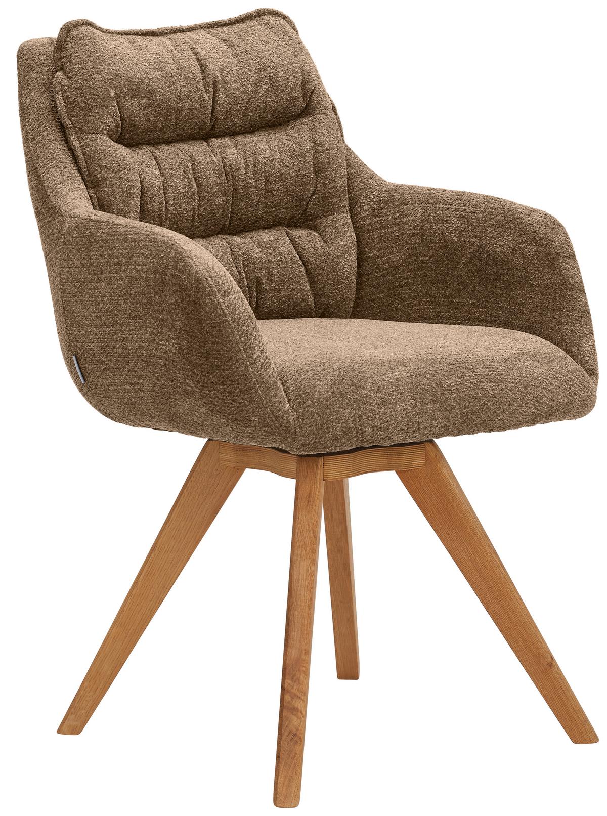 KRZESŁO Z PODŁOKIETNIKAMI COMO - kolor dębowy/brązowy, Konventionell, drewno/tkanina (59/86/69,5cm) - Linea Natura