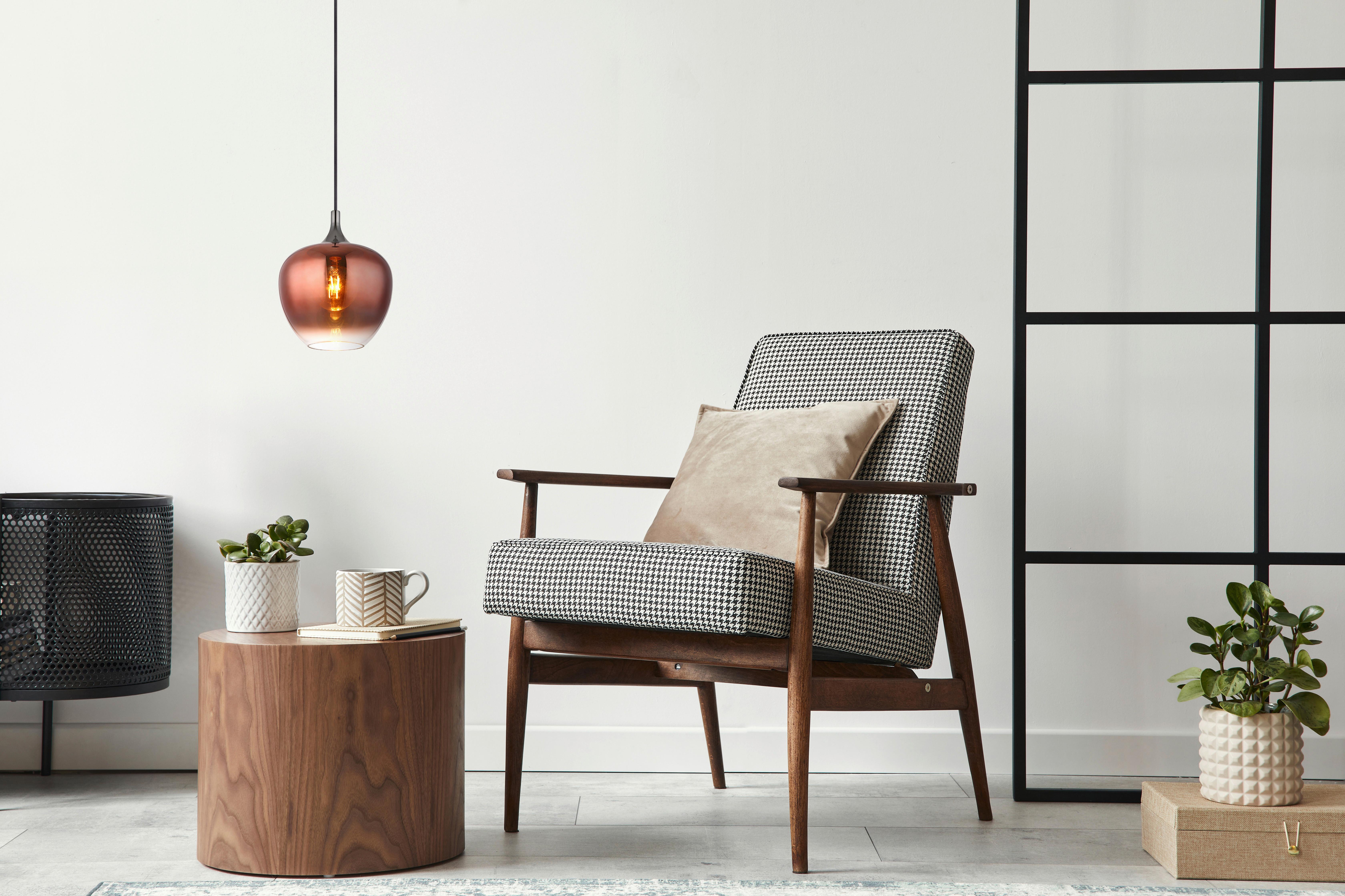 Hängeleuchte Maxy Kupferfarben max. 60 Watt - Schwarz/Kupferfarben, Design, Glas/Metall (24/120cm) - Globo