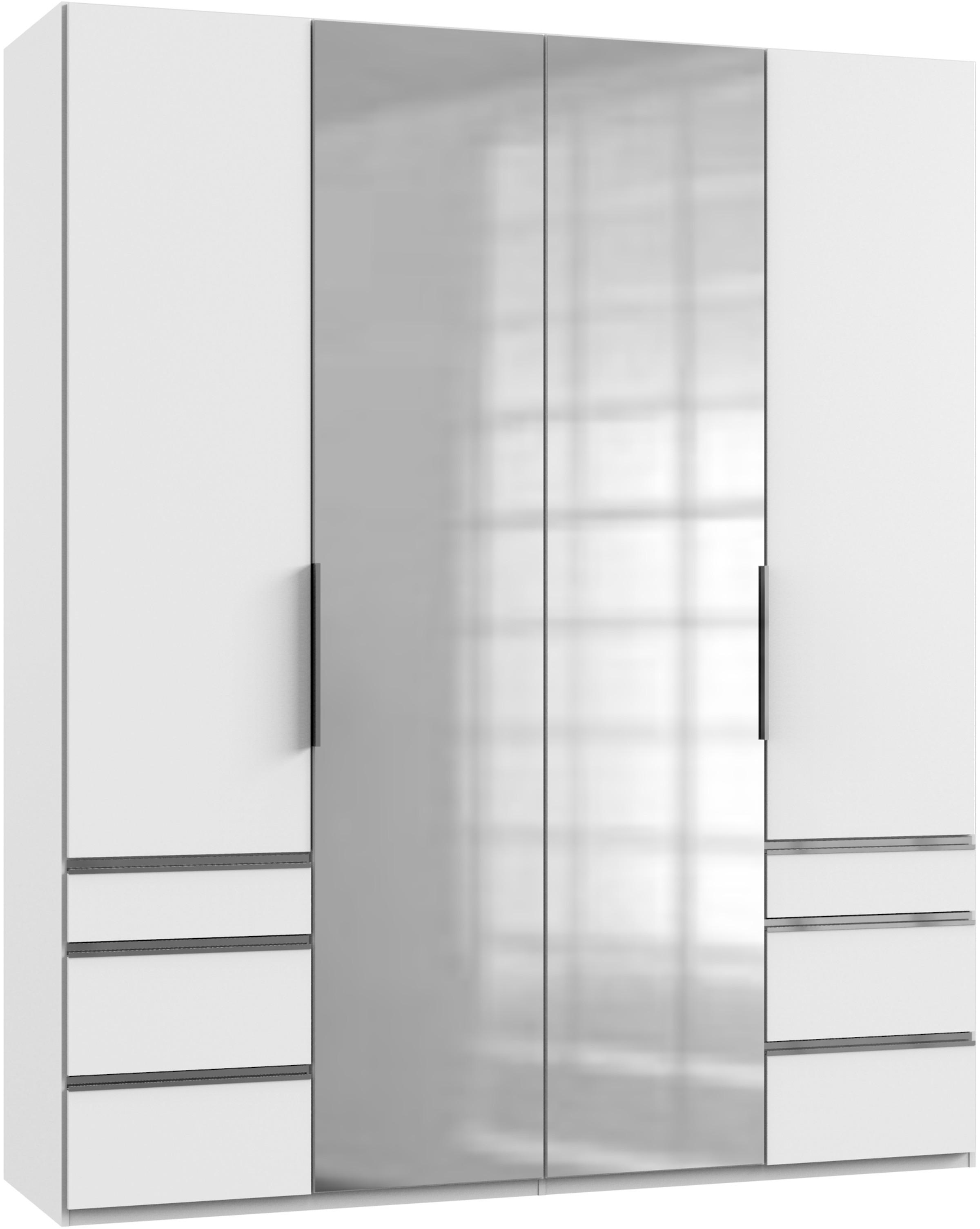 Drehtürenschrank mit Laden B: 200 cm Level, Weiß - Chromfarben/Weiß, MODERN, Holzwerkstoff (200/236/58cm) - MID.YOU