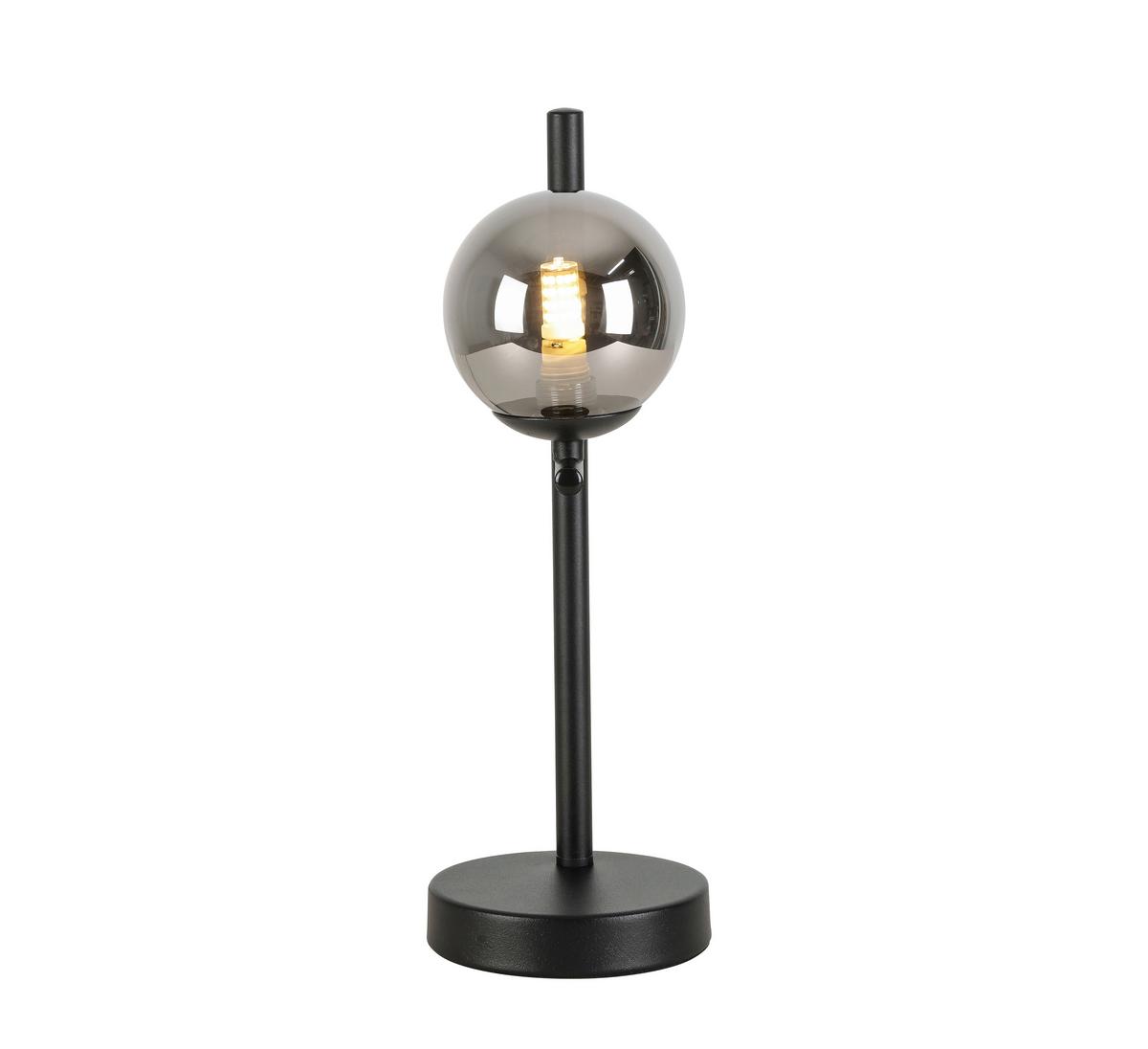 Tischleuchte Lisib in Schwarz/Chrom max. 10 Watt - Chromfarben/Schwarz, Romantik / Landhaus, Glas/Metall (13/12/36,5cm) - Mömax