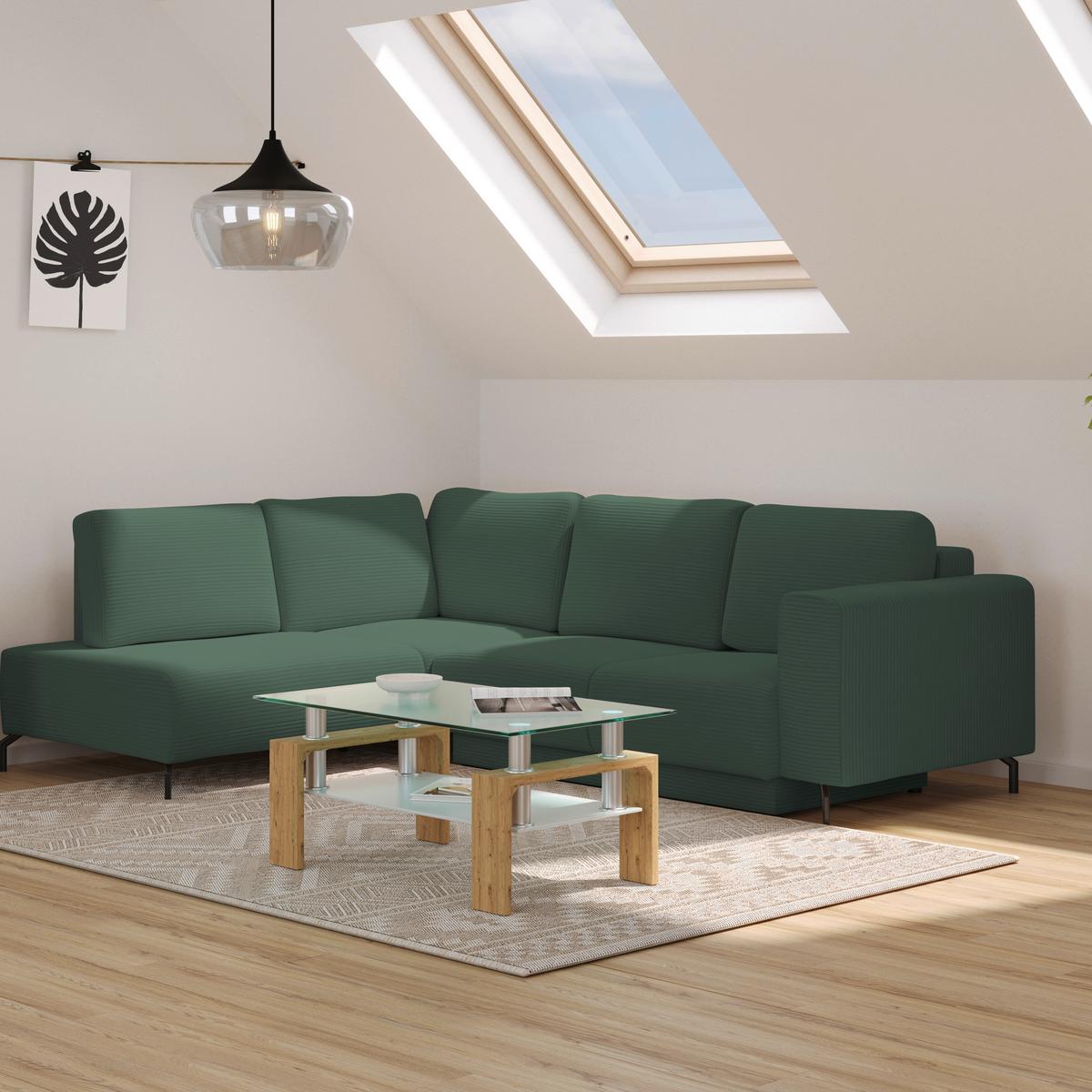 Kutna Garnitura Veni - tamno zelena/crna, Moderno, tekstil (210/272cm) - Modern Living