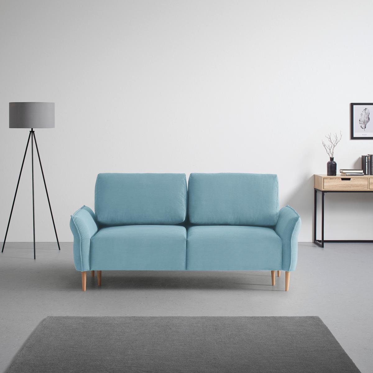 Trosjed Custom - prirodne boje/boje petroleja, Moderno, tekstil/drvo (183/85/92cm) - Mömax