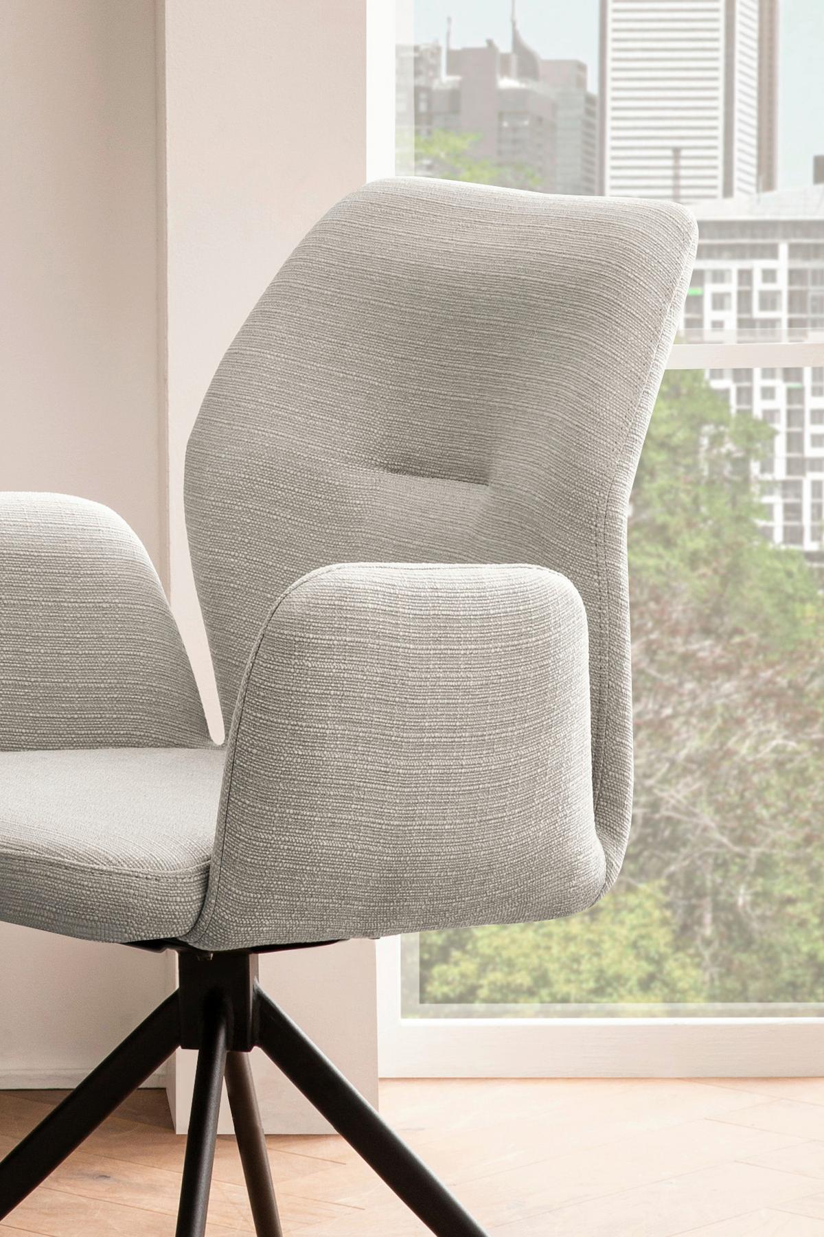 Naslanjač Hilda, Svetlo Siva, Vrtljiv - črna/svetlo siva, Moderno, kovina/tekstil (59/88/58cm) - Livetastic