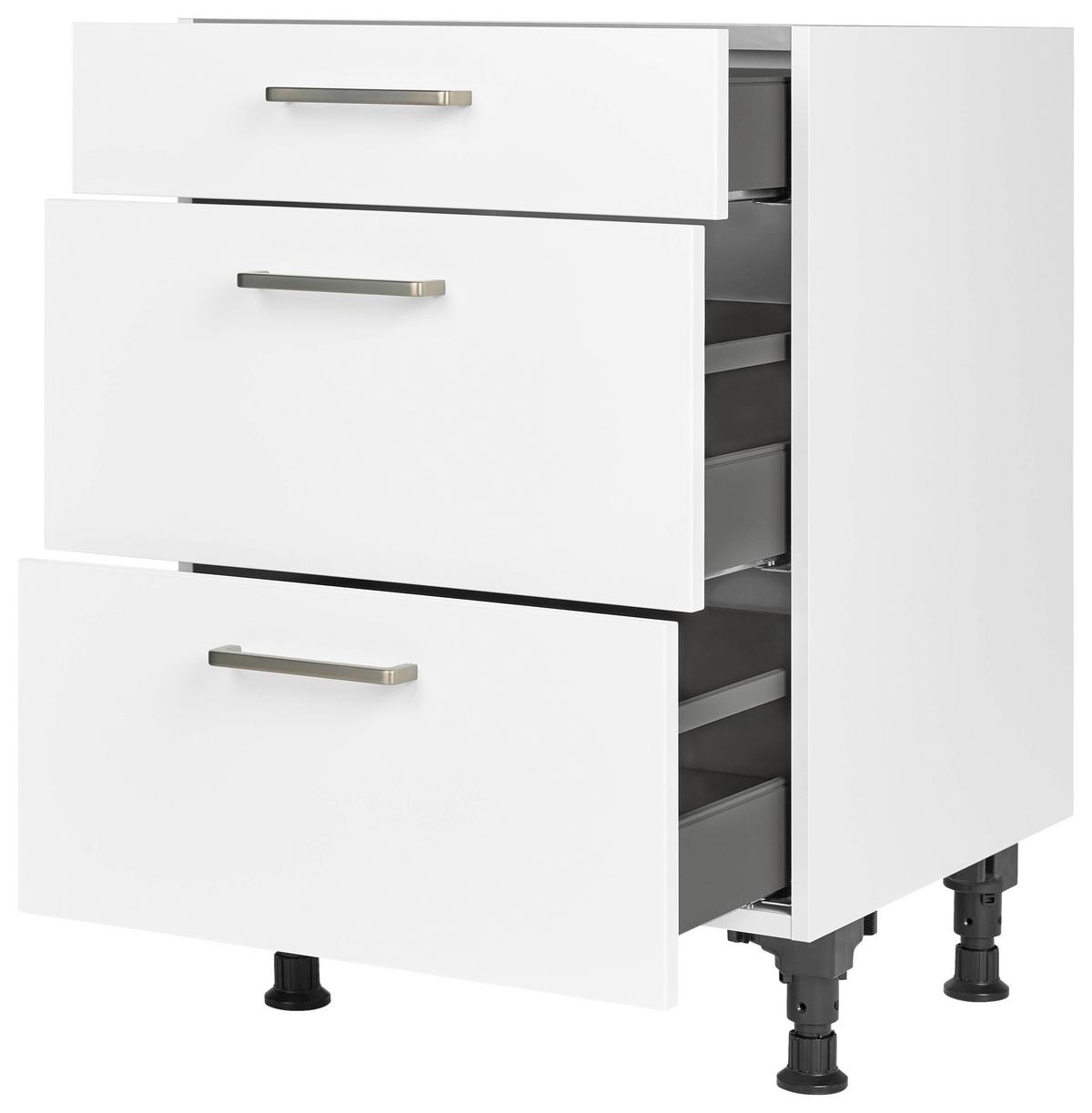 Schubkastenunterschrank Touch Weiß - Edelstahlfarben/Weiß, MODERN, Holzwerkstoff/Metall (60/87/56cm) - Nobilia