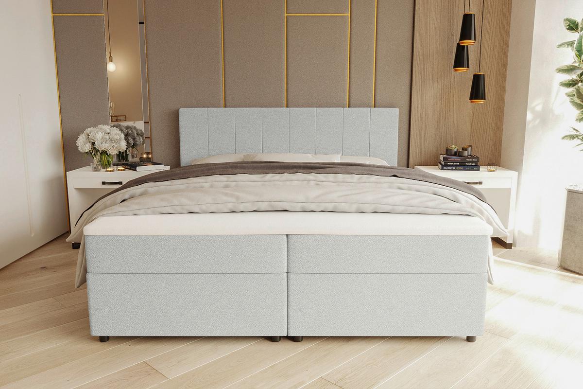 Boxbett Odin Hellgrau ca. 180x200cm - Hellgrau/Schwarz, KONVENTIONELL, Kunststoff/Textil (180/200cm) - Based