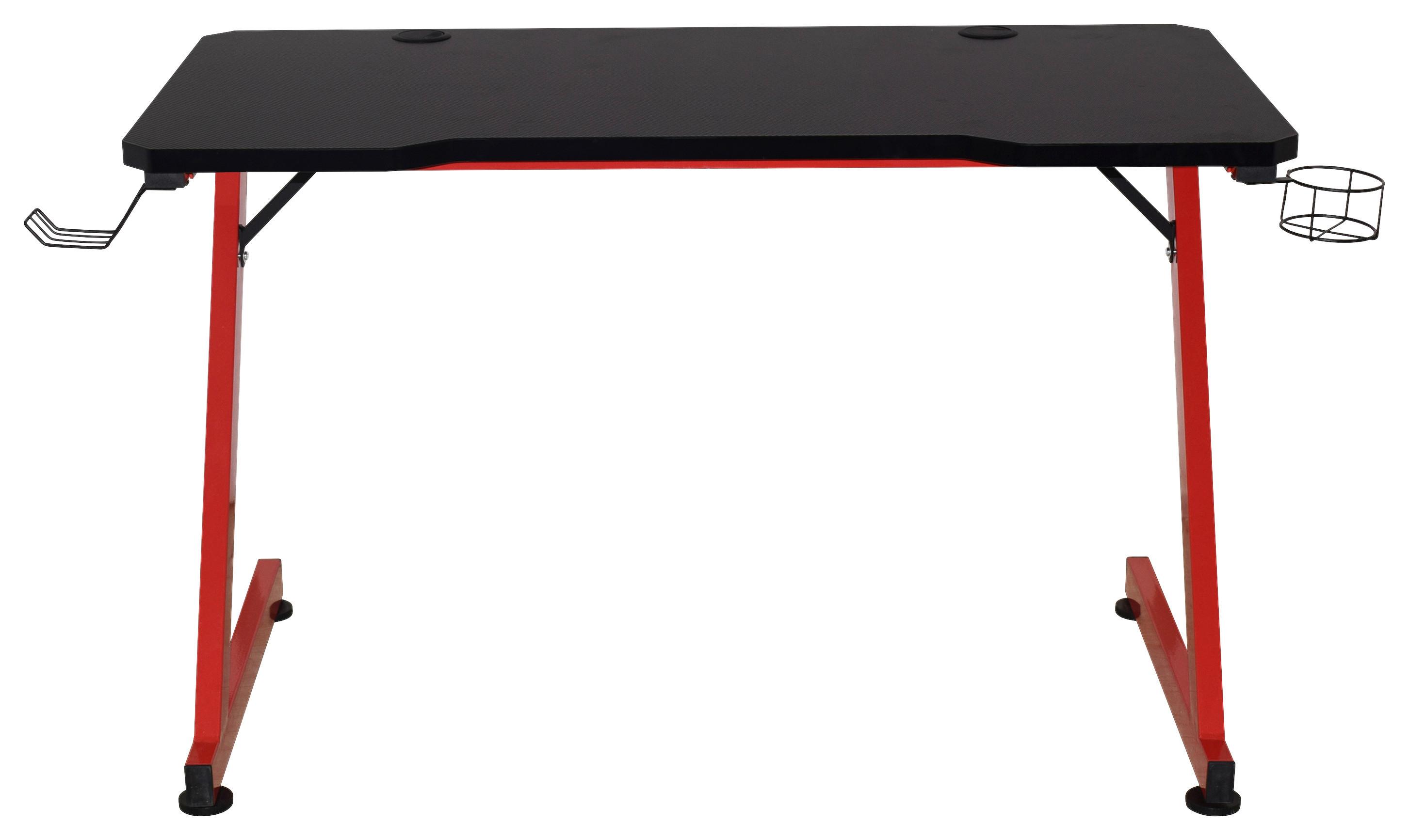 Gaming Miza Graz, 120x60, Črna, Rdeča - rdeča/črna, Moderno, kovina/leseni material (120/75/60cm)