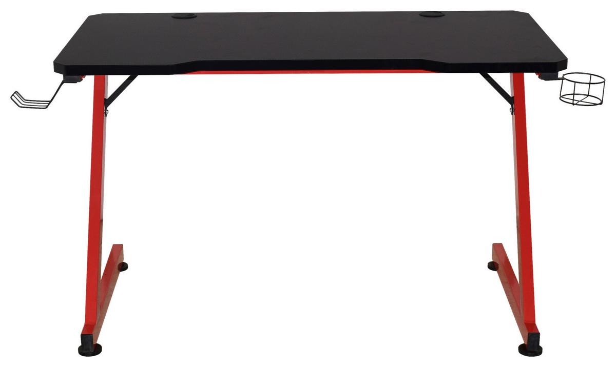 Gaming Miza Graz, 120x60, Črna, Rdeča - rdeča/črna, Moderno, kovina/leseni material (120/75/60cm)