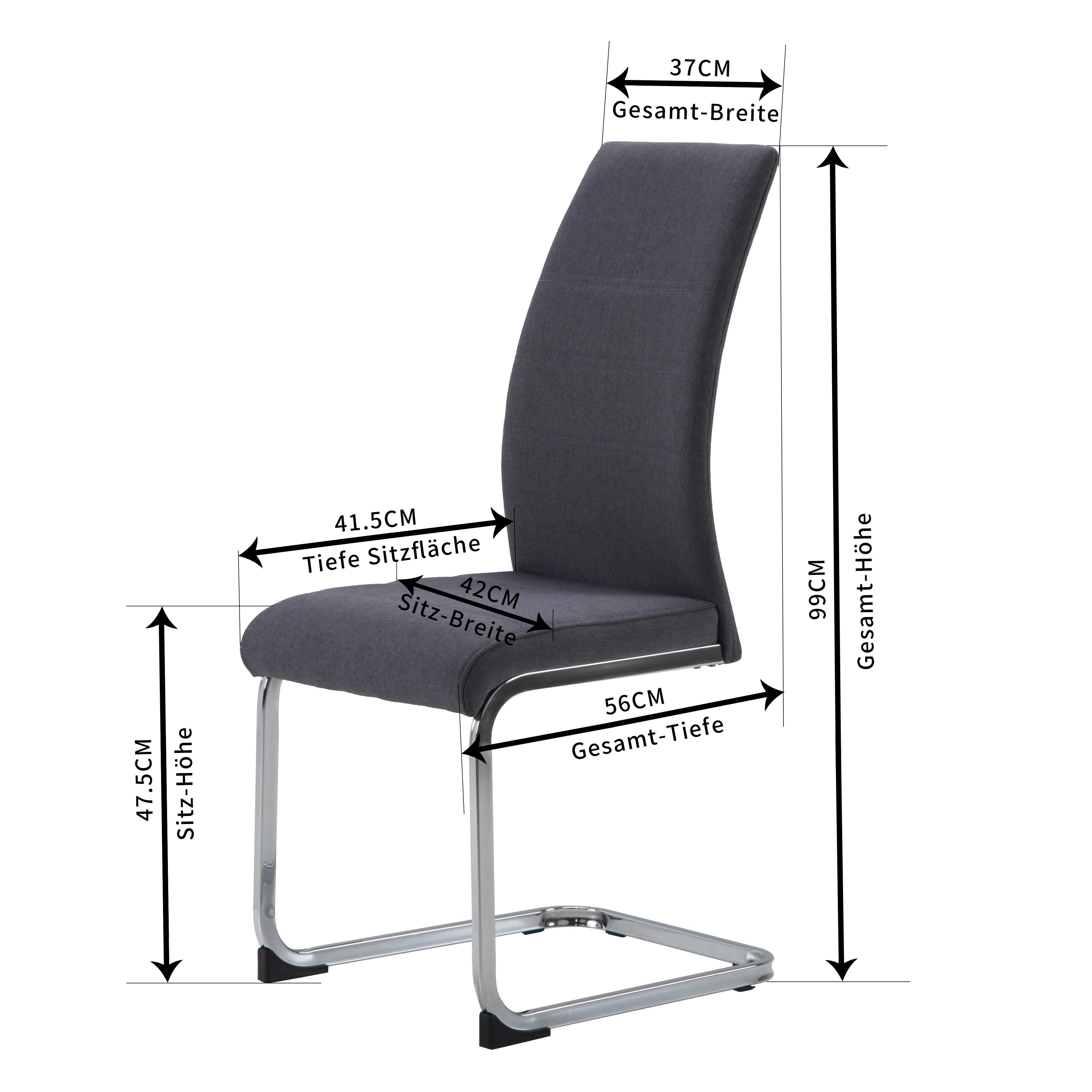 Scaun Donna - culoare crom/gri, Konventionell, metal/textil (42/99/56cm) - Best Price