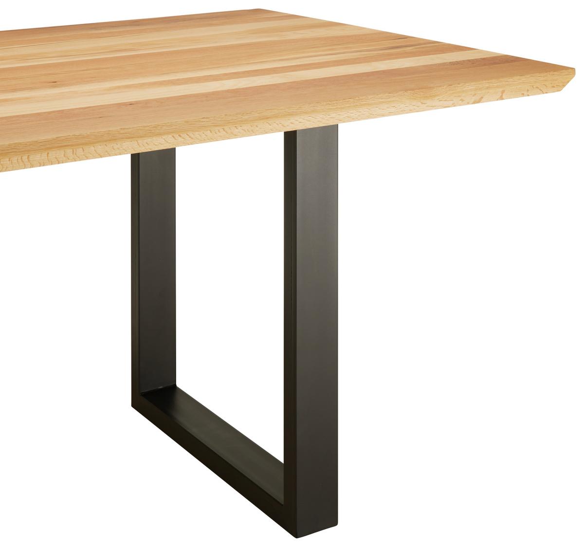 Esstisch in Schwarz/Eichefarben - Eichefarben/Schwarz, Modern, Holz/Metall (160/90/77cm) - Premium Living
