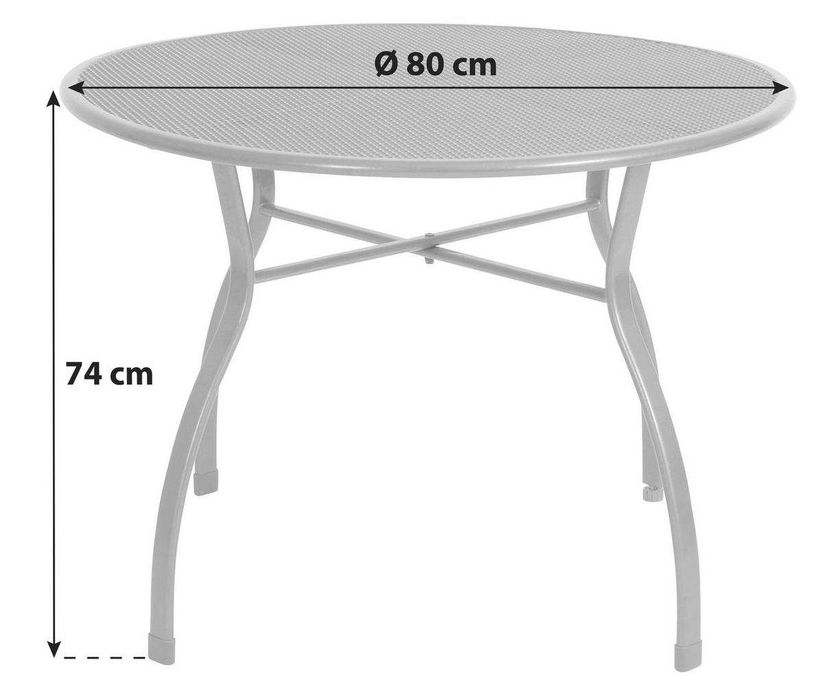 Gartentisch Toulouse Grau Stahl ca. 80x80x74cm - Grau, Basics, Metall (80/80/74cm) - Gardenson