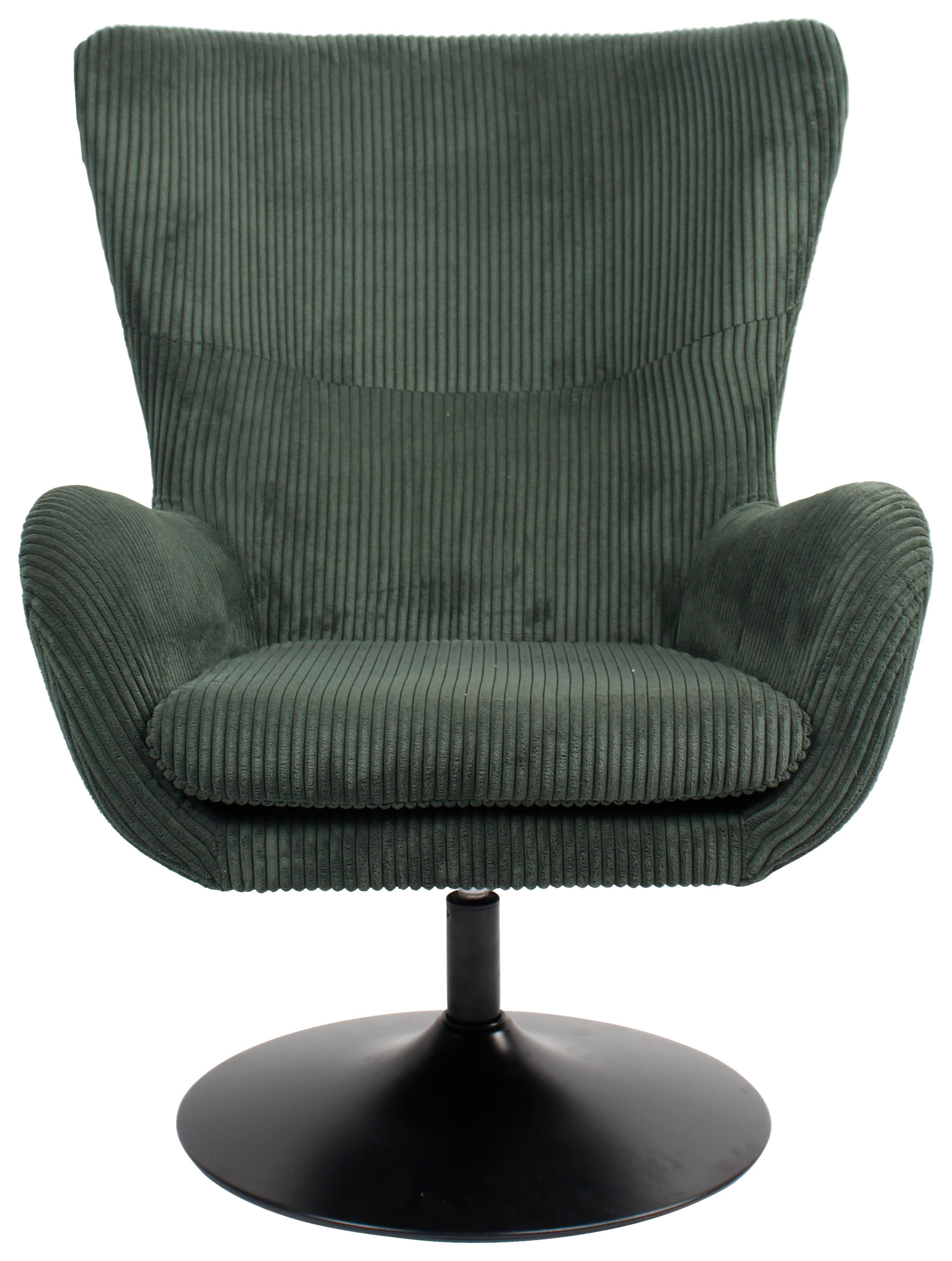 Fotelj Shiba, Zelena, Žamet, Vrtljiv - črna/zelena, Moderno, kovina/tekstil (76/99/87cm) - Mömax