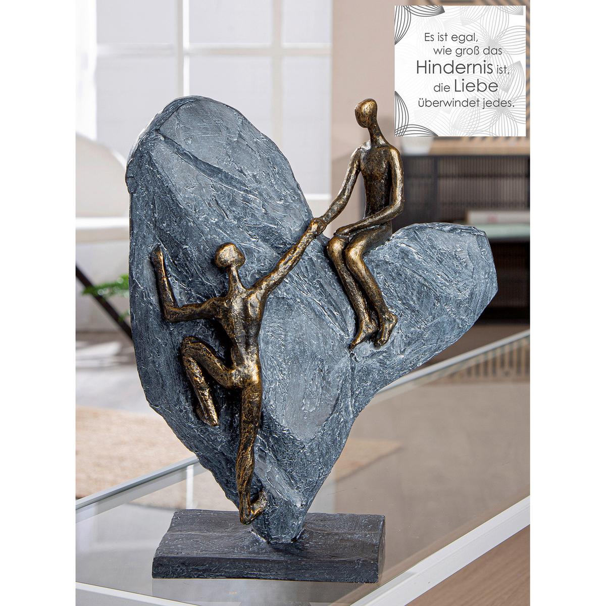 Skulptur heart of stone Grau/Bronzefarben - Bronzefarben/Grau, LIFESTYLE, Kunststoff (25.8/32/11.7cm)