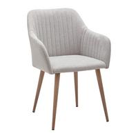 Armlehnstuhl Nicola Hellgrau Webstoff Gepolstert - Hellgrau/Naturfarben, MODERN, Holz/Textil (58/82,5/62cm) - Bessagi Home