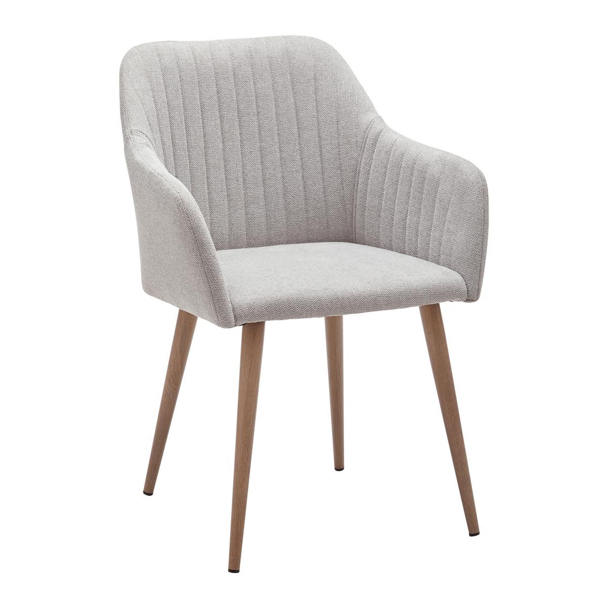 Armlehnstuhl Nicola Hellgrau Webstoff Gepolstert - Hellgrau/Naturfarben, MODERN, Holz/Textil (58/82,5/62cm) - Bessagi Home