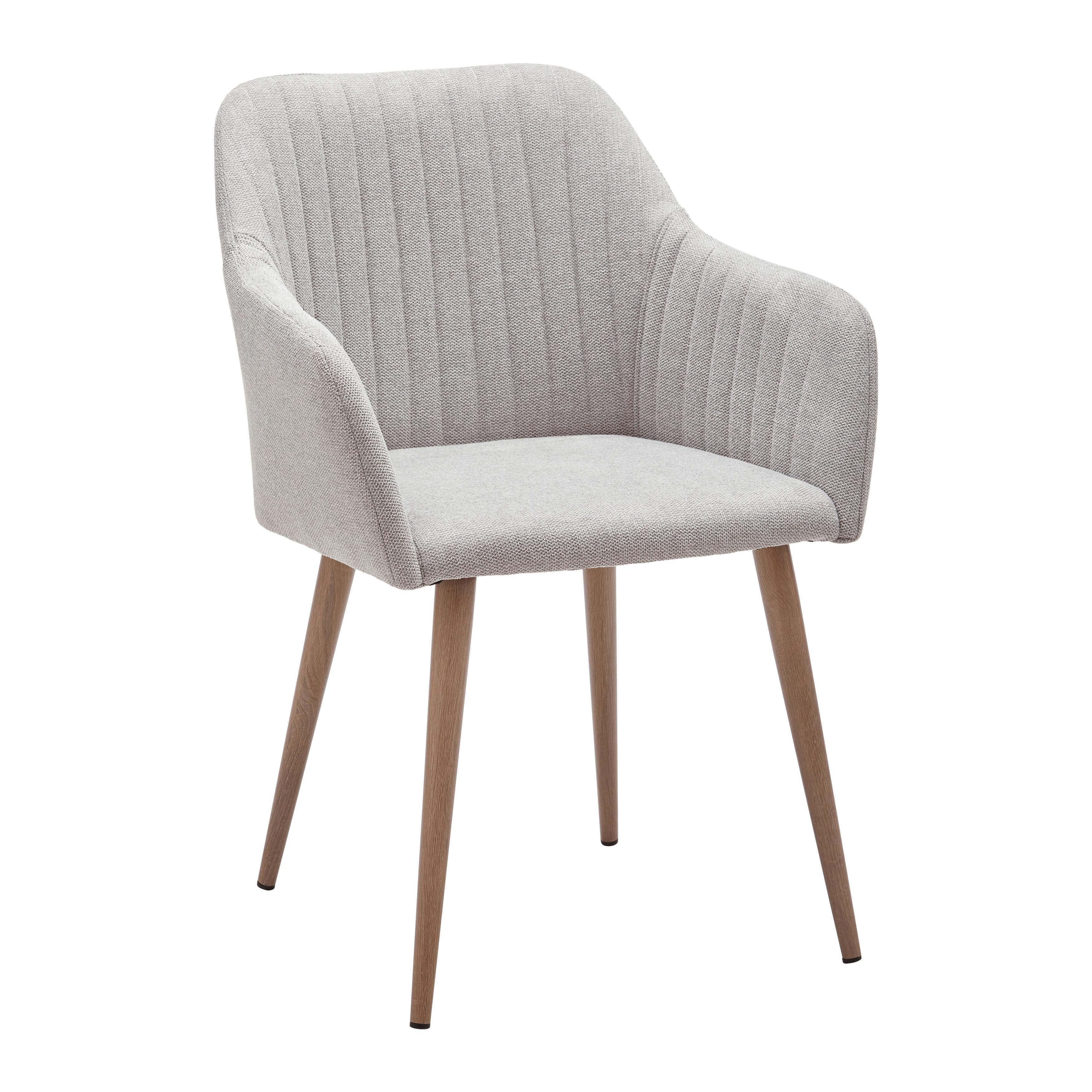 STOL MED ARMSTÖD NICOLA - ljusgrå/naturfärgad, Modern, metall/trä (58/82,5/62cm) - Bessagi Home