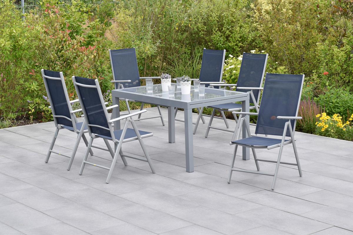 Vrtna Garnitura Amalfi, 7-Delno, Modra - modra/srebrne barve, Moderno, kovina/tekstil - Gardenson