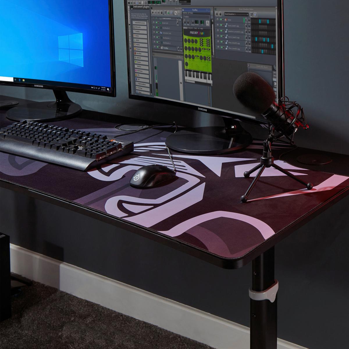 Gamingtisch Panther ca. 160,5x80x80cm Schwarz - Schwarz, MODERN, Holzwerkstoff/Metall (160,5/80/80cm) - X Rocker