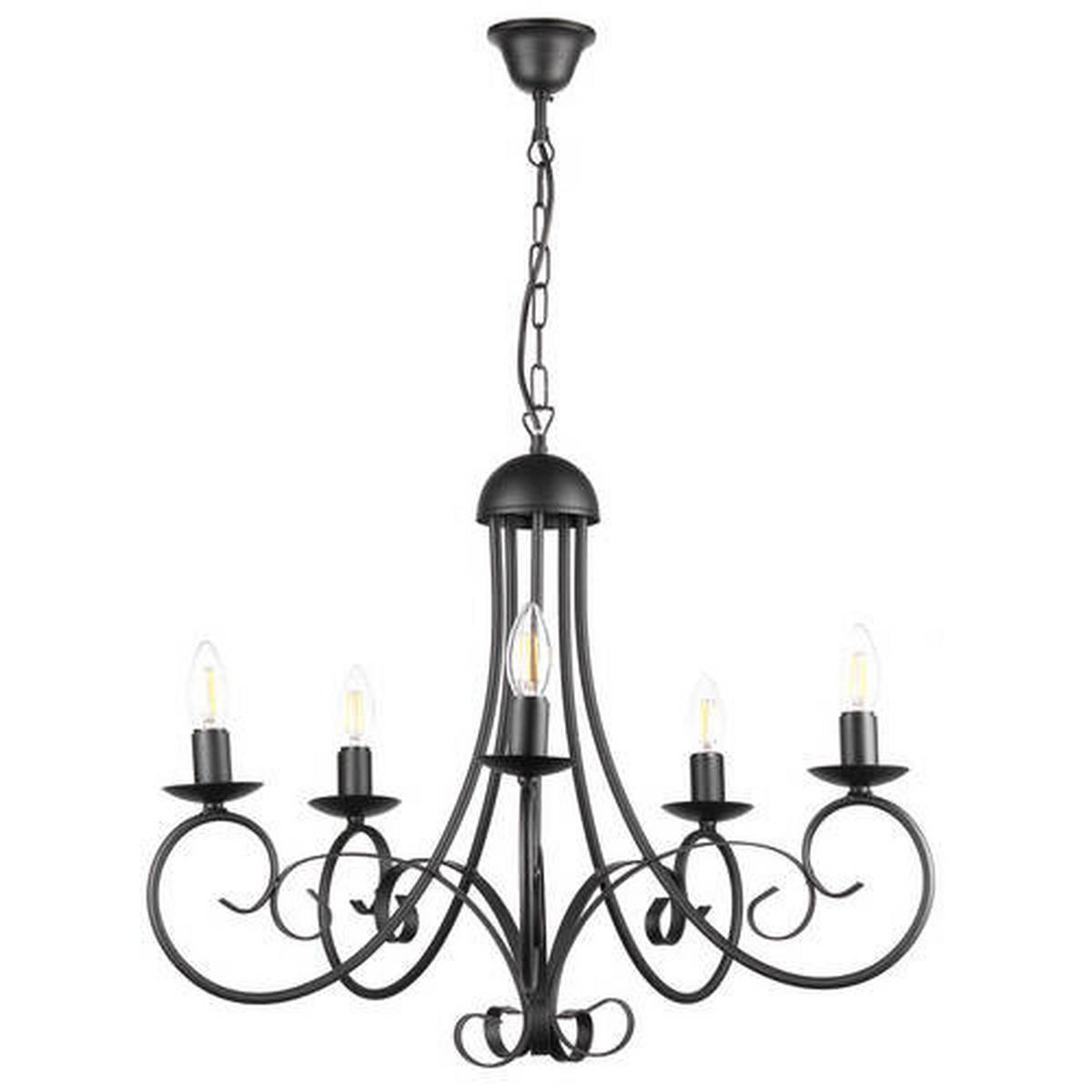 Kronleuchter Pompei Schwarz max. 6 Watt - Schwarz, KONVENTIONELL, Metall (60/110cm)