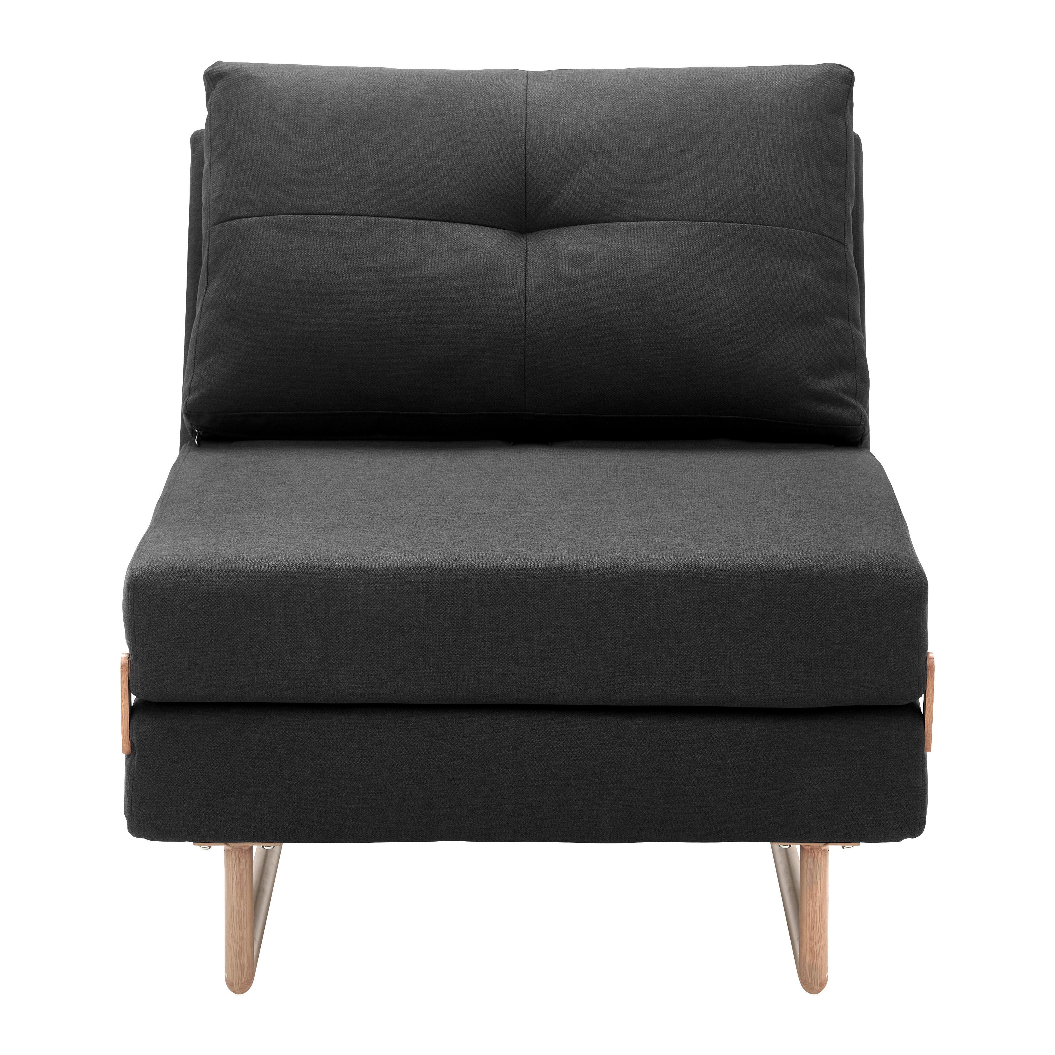 Schlafsessel Malic Dunkelgrau Webstoff - Dunkelgrau/Eichefarben, MODERN, Textil/Metall (80/84/90cm) - Bessagi Home