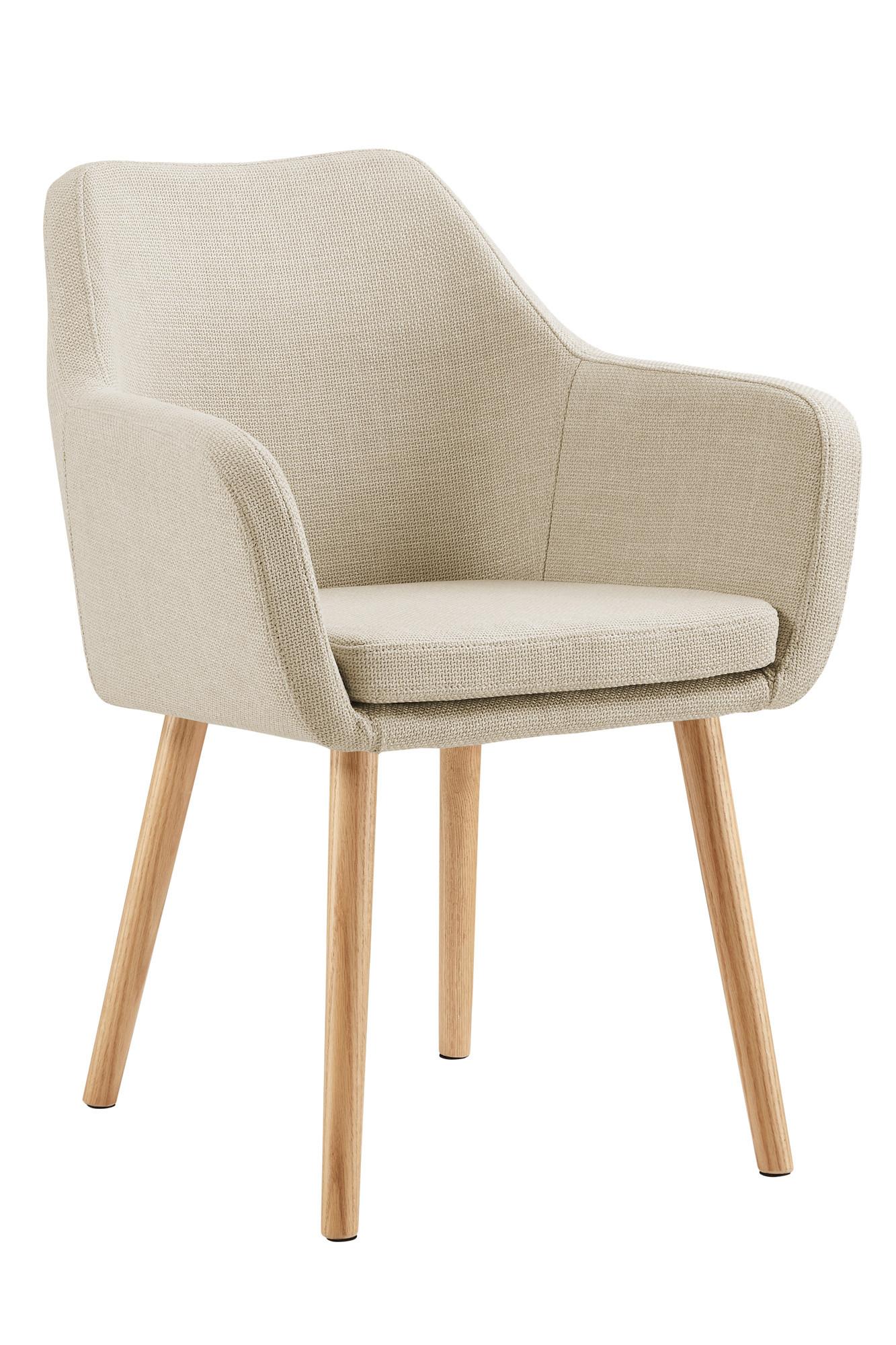 Naslanjač Holz, Bež - bež/naravne barve, Moderno, tekstil/les (62/84/60cm) - Livetastic