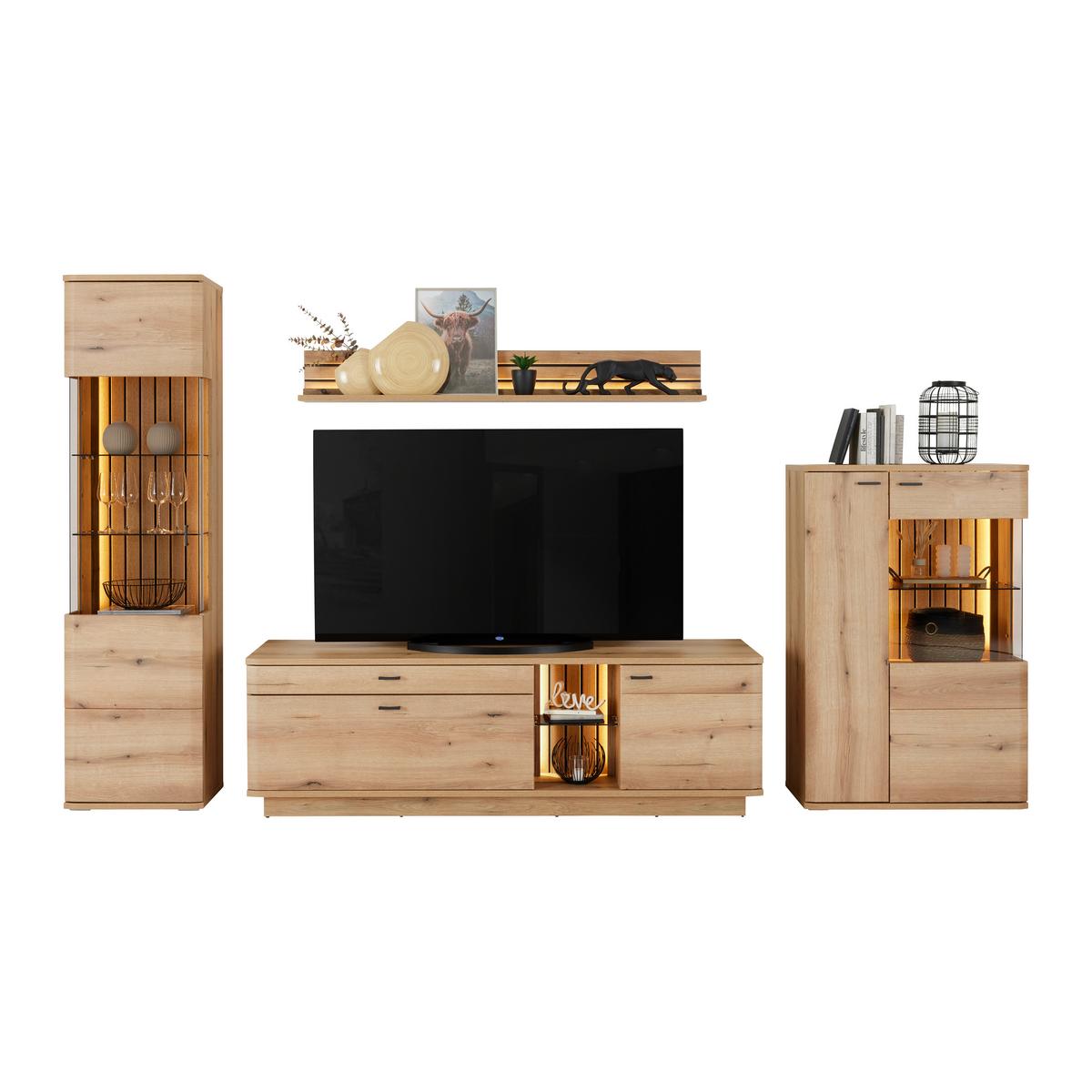 Visoka Komoda Fortuna - antracit, Moderno, kovina/steklo (80/124/38cm)