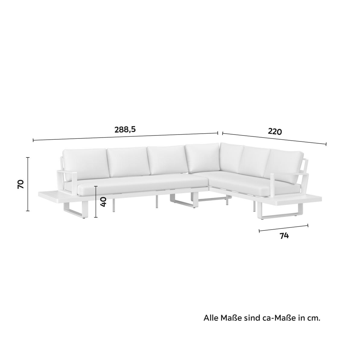Loungegarnitur Tilly Creme Metall/Outdoorstoff +Abdeckung - Creme/Naturfarben, MODERN, Kunststoff/Textil (288,5/70/74cm) - Bessagi Garden
