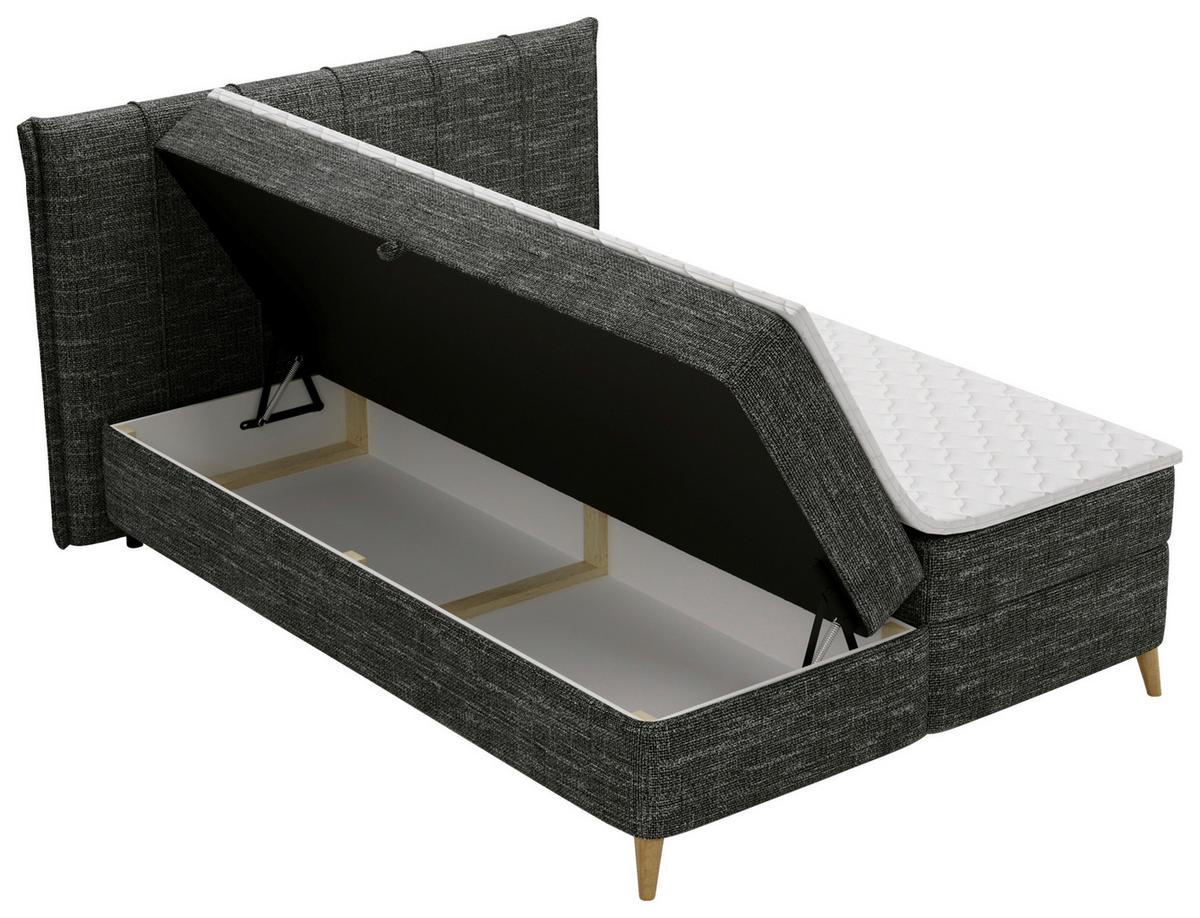 Boxbett Veloria Schwarz ca. 140x200cm - Schwarz, KONVENTIONELL, Textil/Metall (140/200cm) - Based