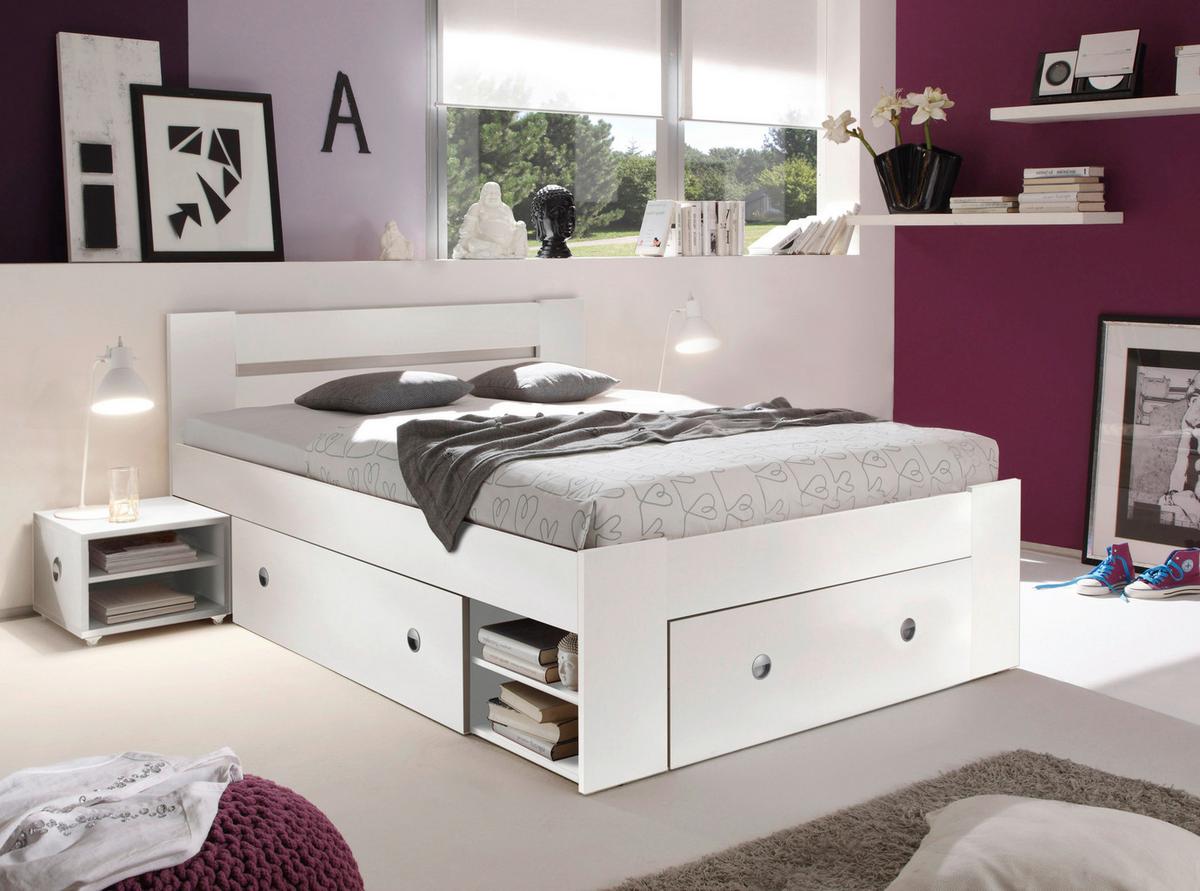Posteljna Garnitura Stefan, S Predali, 140x200 - bela, Moderno, leseni material (140/200cm) - Boxxx