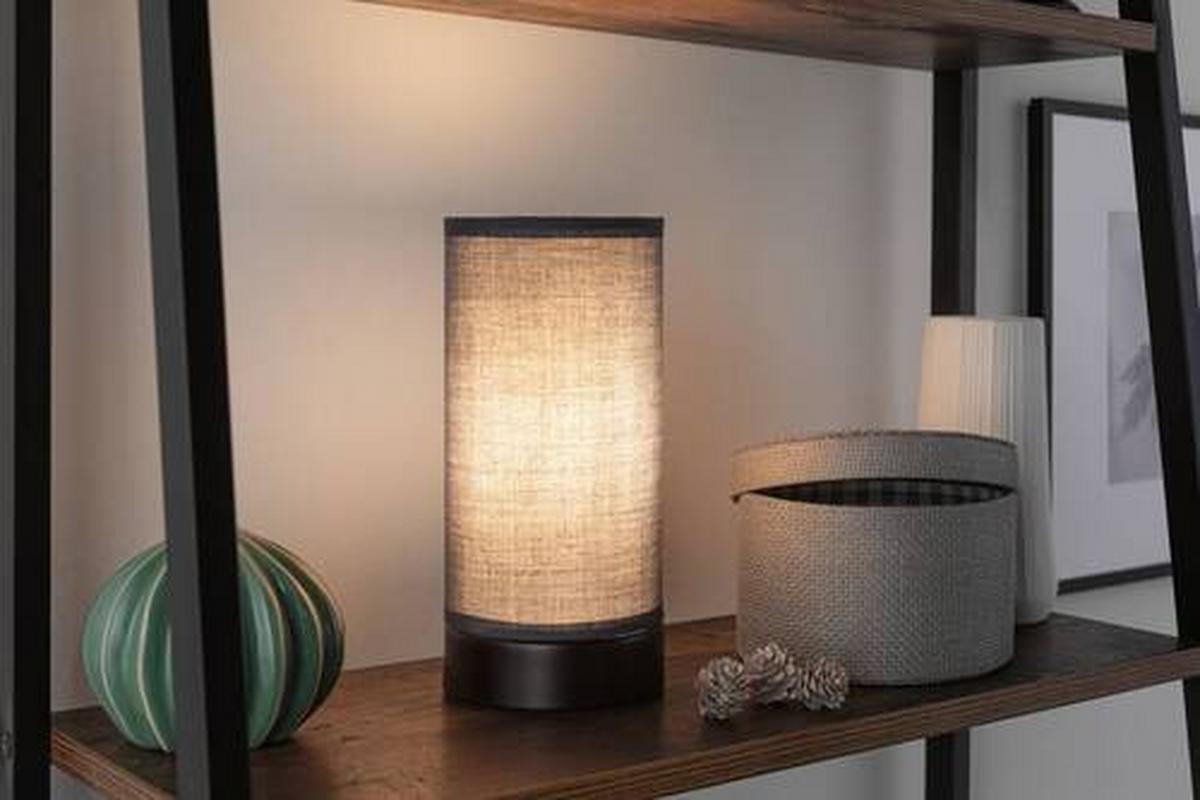 Tischleuchte Pia in Grau/Schwarz max. 25 Watt - Schwarz/Grau, Design, Textil/Metall (10/21cm) - Paulmann