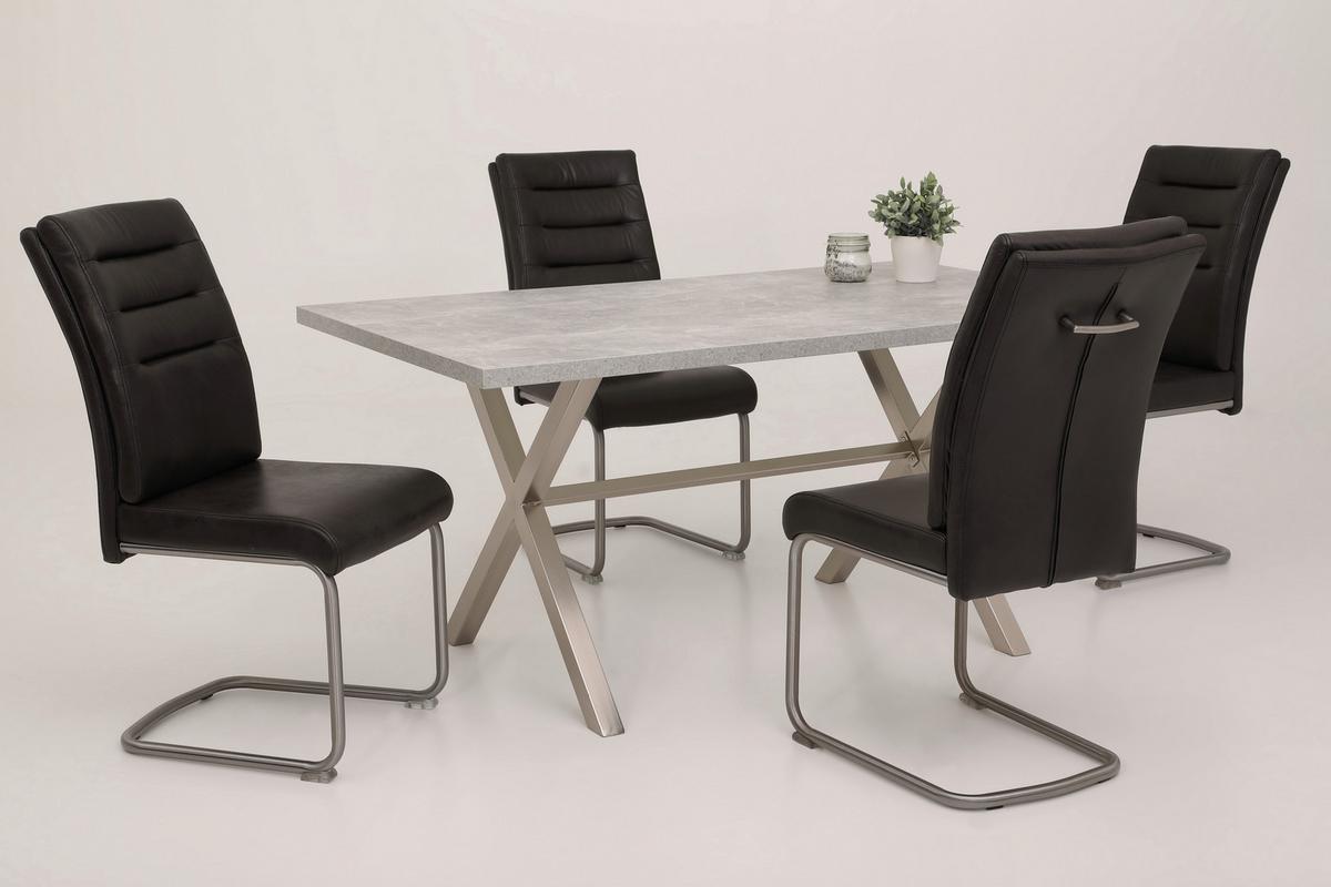 Schwingstuhl-Set Paula Anthrazit 2er-Set - Edelstahlfarben/Anthrazit, MODERN, Textil/Metall (45/102/65cm) - MID.YOU