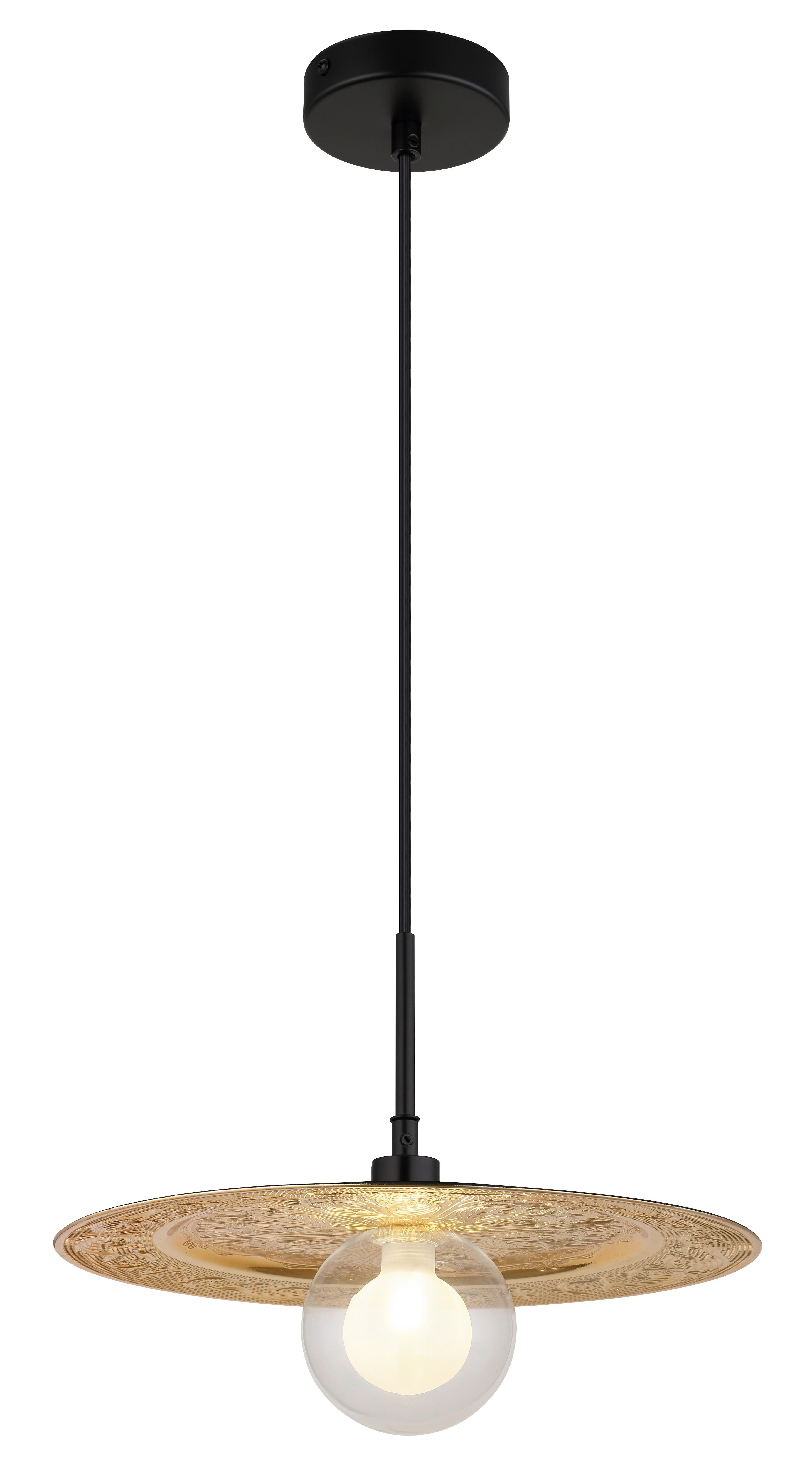 HÄNGELEUCHTE 15169G - Klar/Goldfarben, Design, Glas/Kunststoff (33/119cm) - Globo