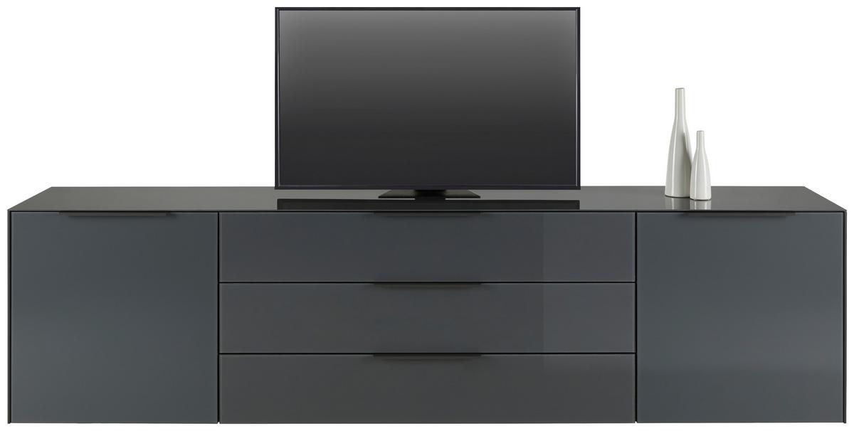 Comodă TV Max - antracit, Modern, sticlă/material pe bază de lemn (235/63/45cm) - Premium Living