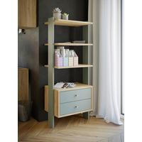 Etajera Whenua - verde salvie/culoare lemn stejar, Modern, metal/material pe bază de lemn (64,2/153,6/41,5cm) - Mömax