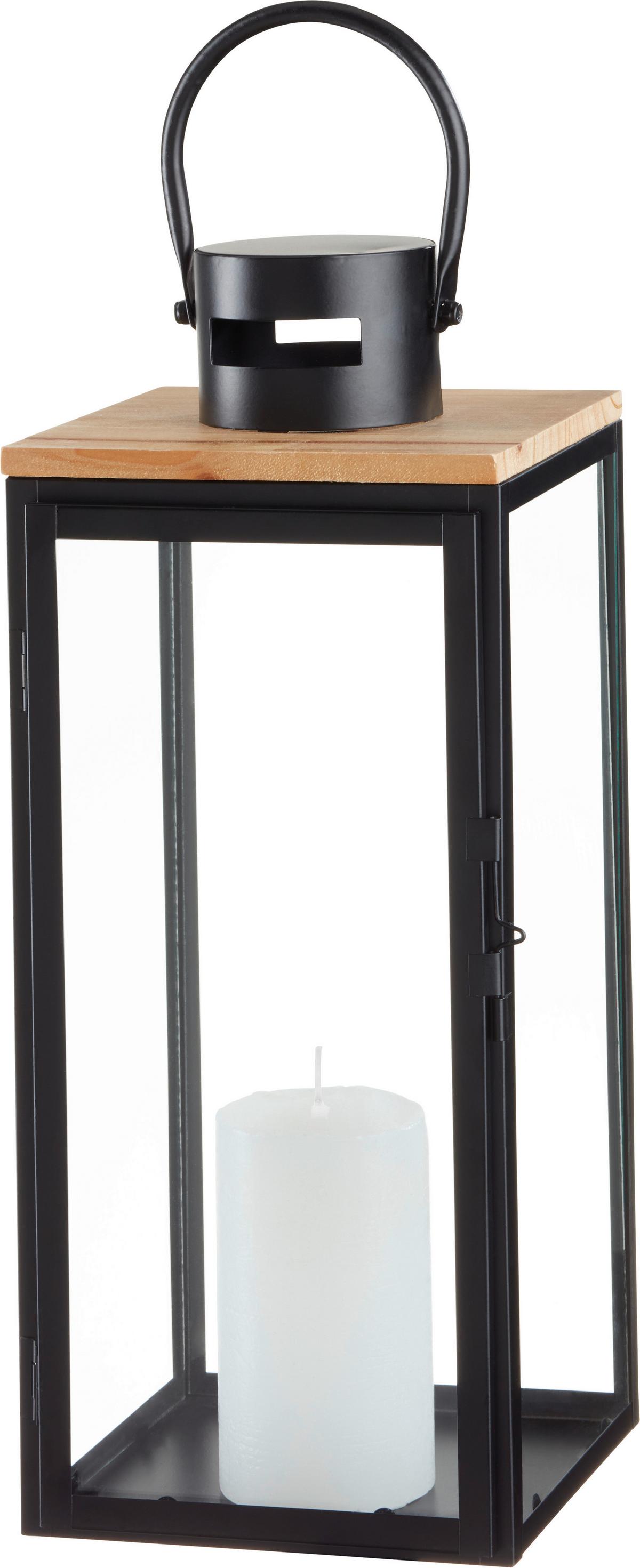 Laterna Pure - črna, kovina/steklo (16/39,5/17cm) - Premium Living