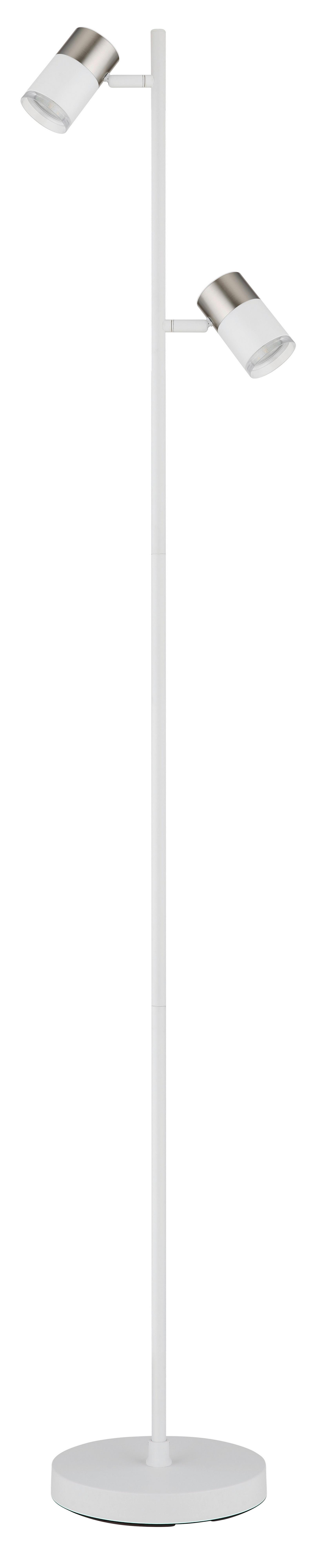 Stehleuchte Brisbon Weiß max. 5 Watt - Transparent/Weiß, Basics, Kunststoff/Metall (21,5/23/154cm) - Globo