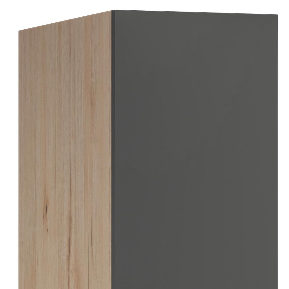 Apothekerschrank Shadow ca. 30x200x57 cm Grau/Eiche - Edelstahlfarben/Dunkelgrau, MODERN, Holzwerkstoff/Metall (30/200/57cm) - FlexWell