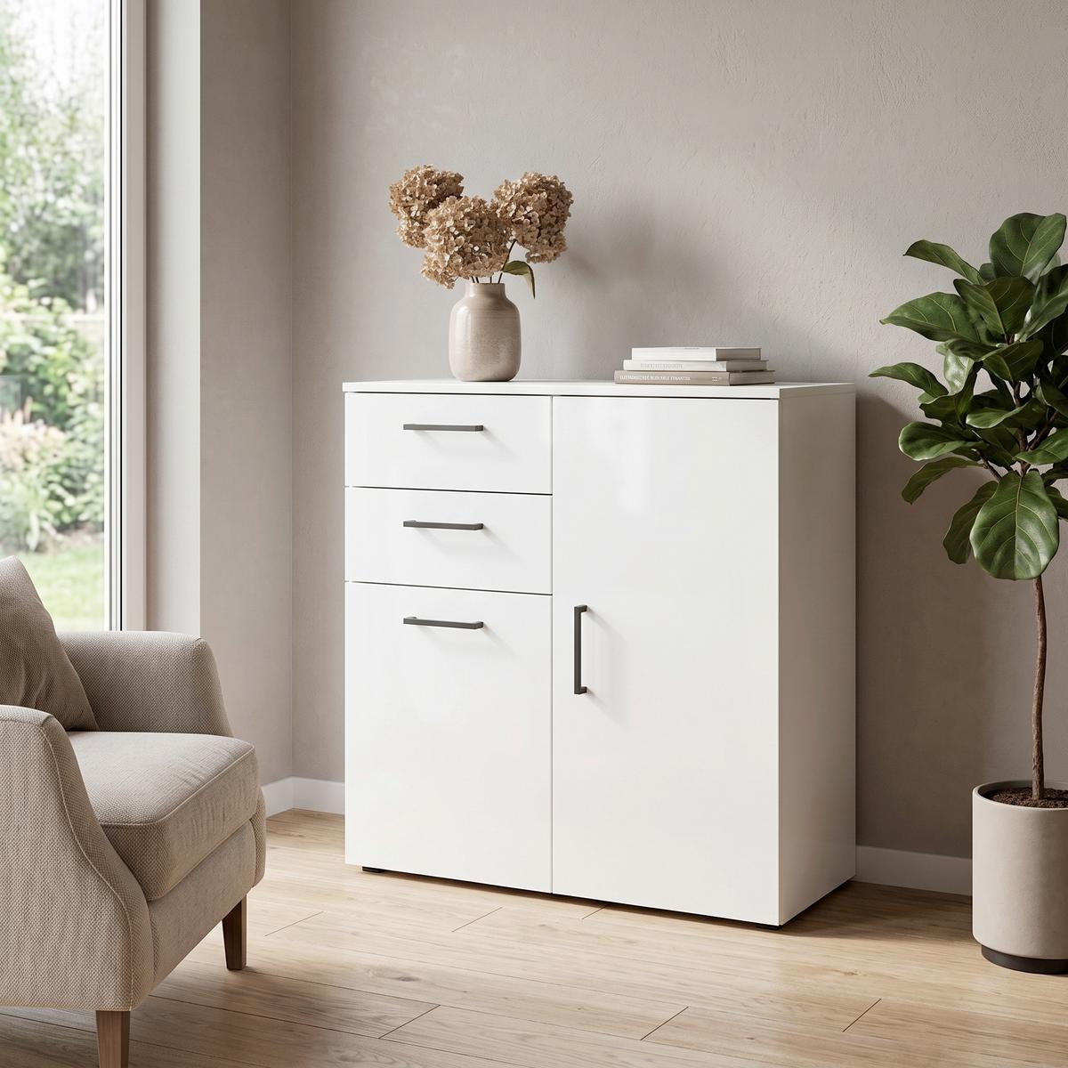 Komoda Multi - bijela/crna, Moderno, drvni materijal/plastika (80/83/40cm) - Modern Living