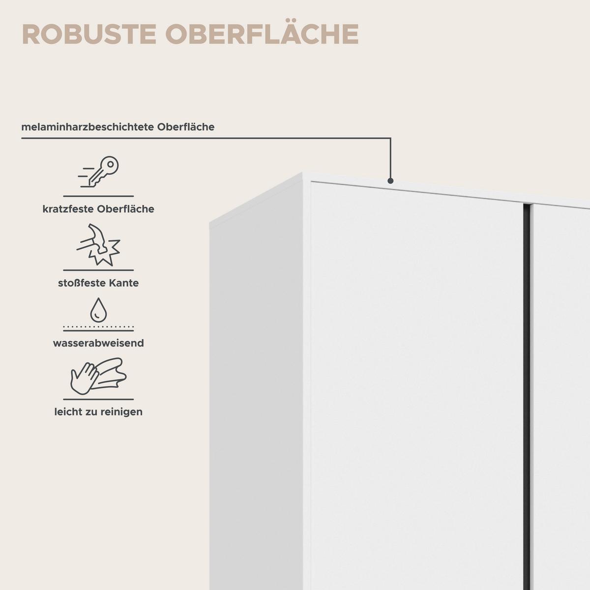 Drehtürenschrank Falun Weiß - Weiß, MODERN, Holzwerkstoff (197/194/56cm) - Livetastic